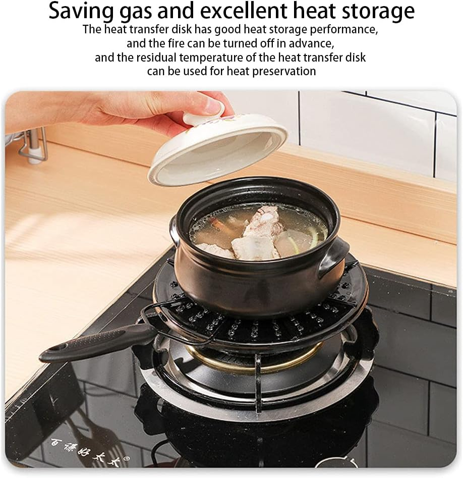 Heat Diffuser for Gas Stove, Induction Hot Plate with Handle Gas Furnace Thermal Diffuser Solid Stainless Steel Plate(Black) image number 1