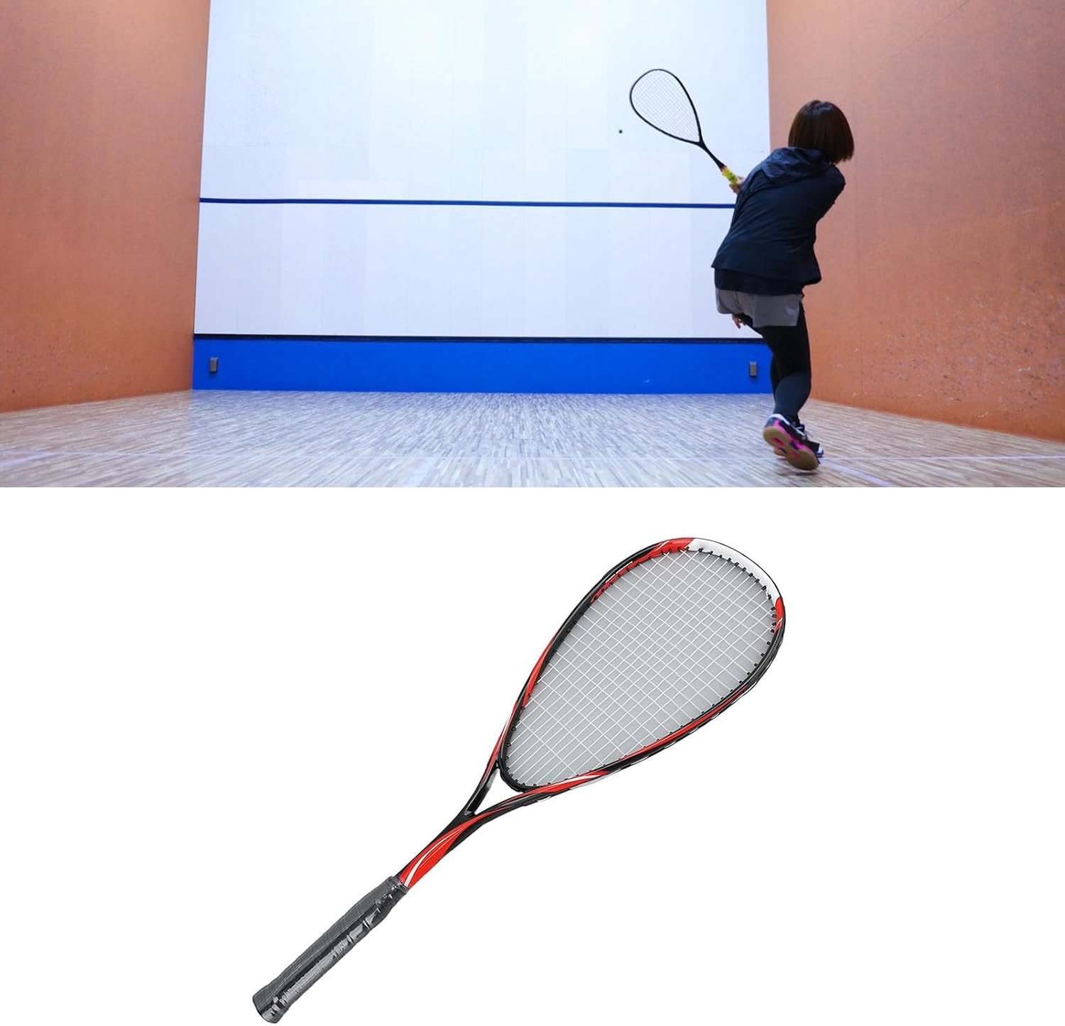Beginner Squash Racket, Student Squash Racket Lightweight Comfortable for Parks - Red image number 3
