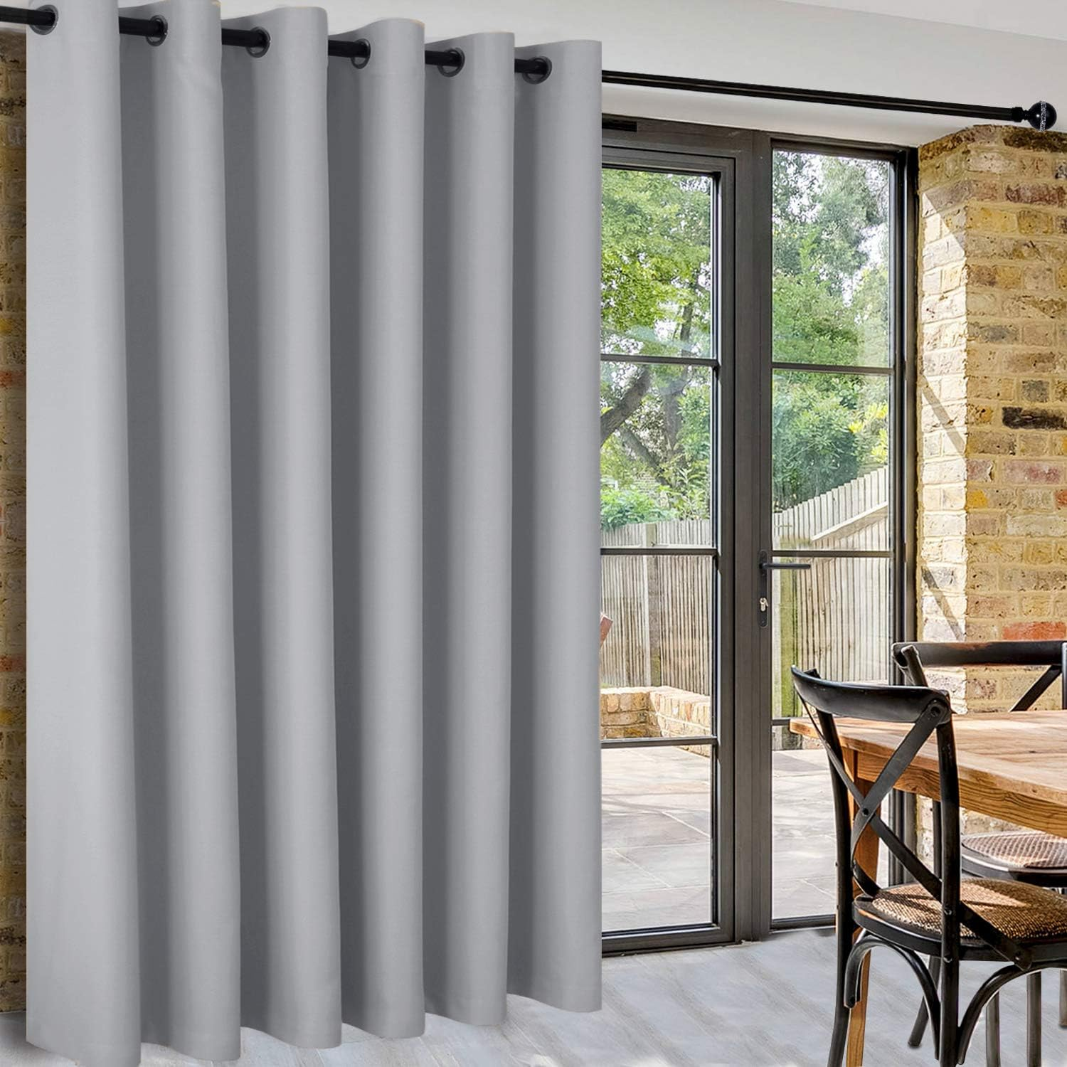 DWCN Total Privacy Room Divider Blackout Curtain - Thermal Curtains for Patio Door, Living Room, Bedroom Partition and Shared Office Space, 1 Grommet Curtain Panel, 8.3Ft Wide X 7Ft Tall, Silver Grey image number 3