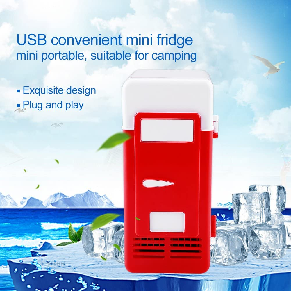 Mini USB Refrigerator, Portable LED Electric Drinks Beverage Cans Cooler and Warmer for Car(Red) image number 5