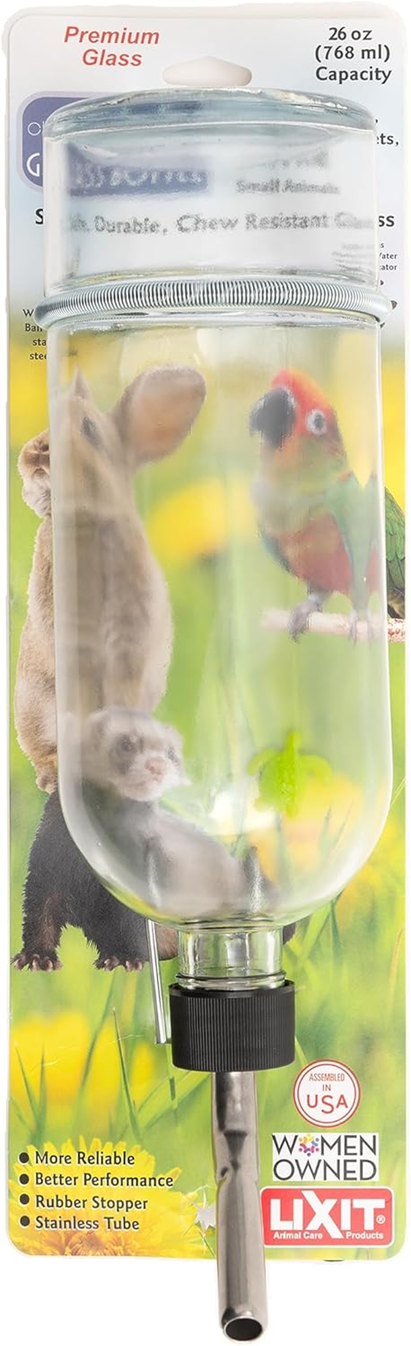 Lixit Chew Proof Glass Water Bottle, 6 Oz