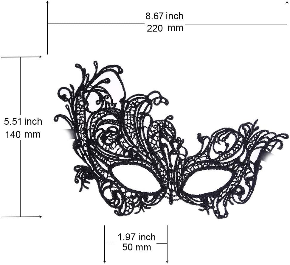 Imapo Masquerade Mask for Women, 2 Pack Mardi Gras Party Lace Masks, Prom Princess Venetian Masks - Black