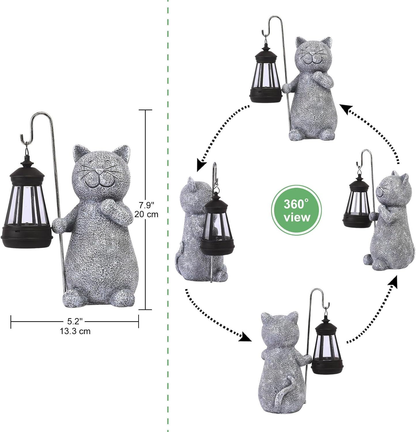 Tanner & Co Cat Solar Statue Garden Decor &ndash; Cat Gifts for Cat Lovers - Garden Ornaments Outdoor - Cat Decor Outdoor Statues -Cat Garden Figurines - Garden Solar Light Statue image number 4