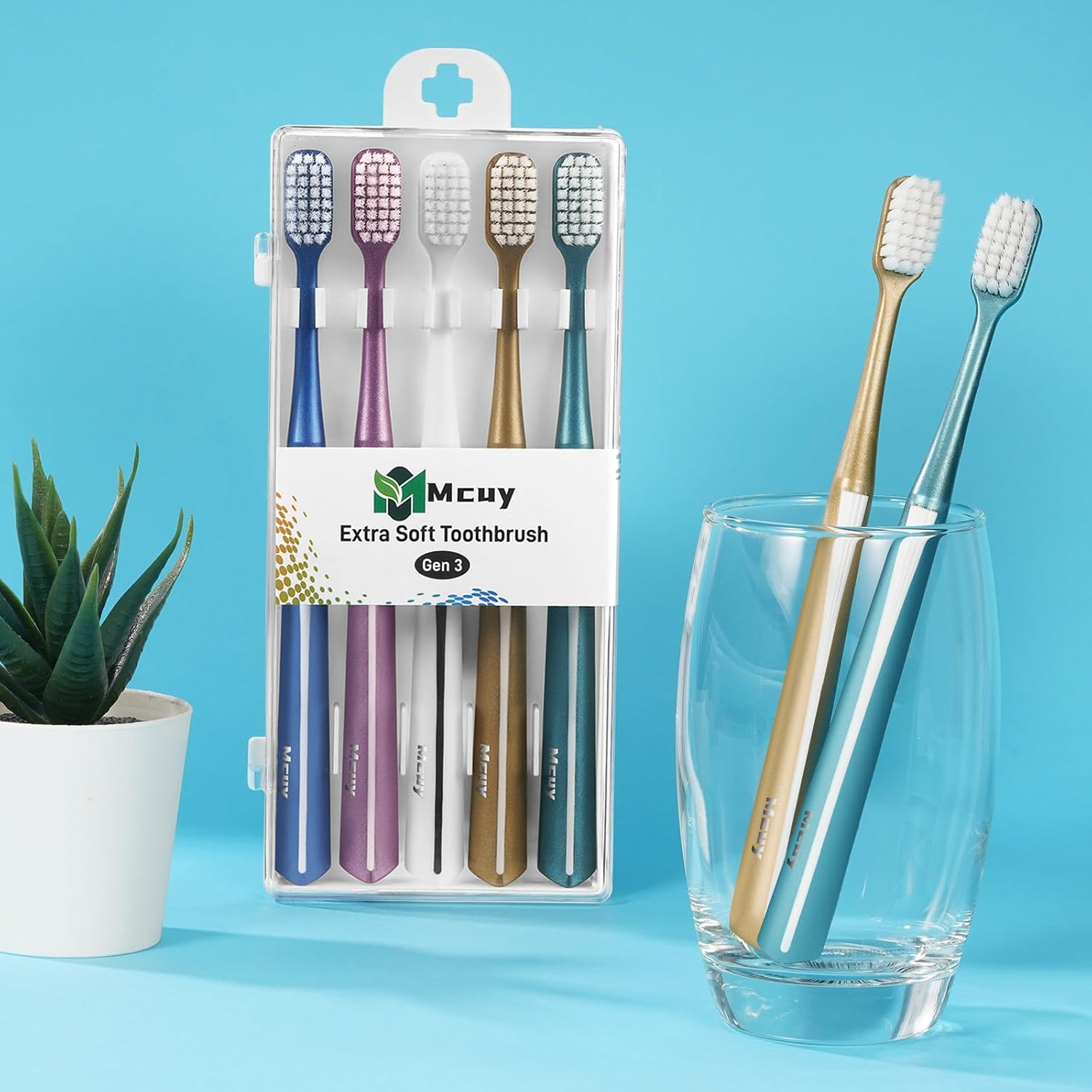 Ultra Soft Nano Toothbrush for Sensitive Teeth and Gums Care, Extra Soft Silko Toothbrush for Adults and People with Braces, 4 Count image number 2