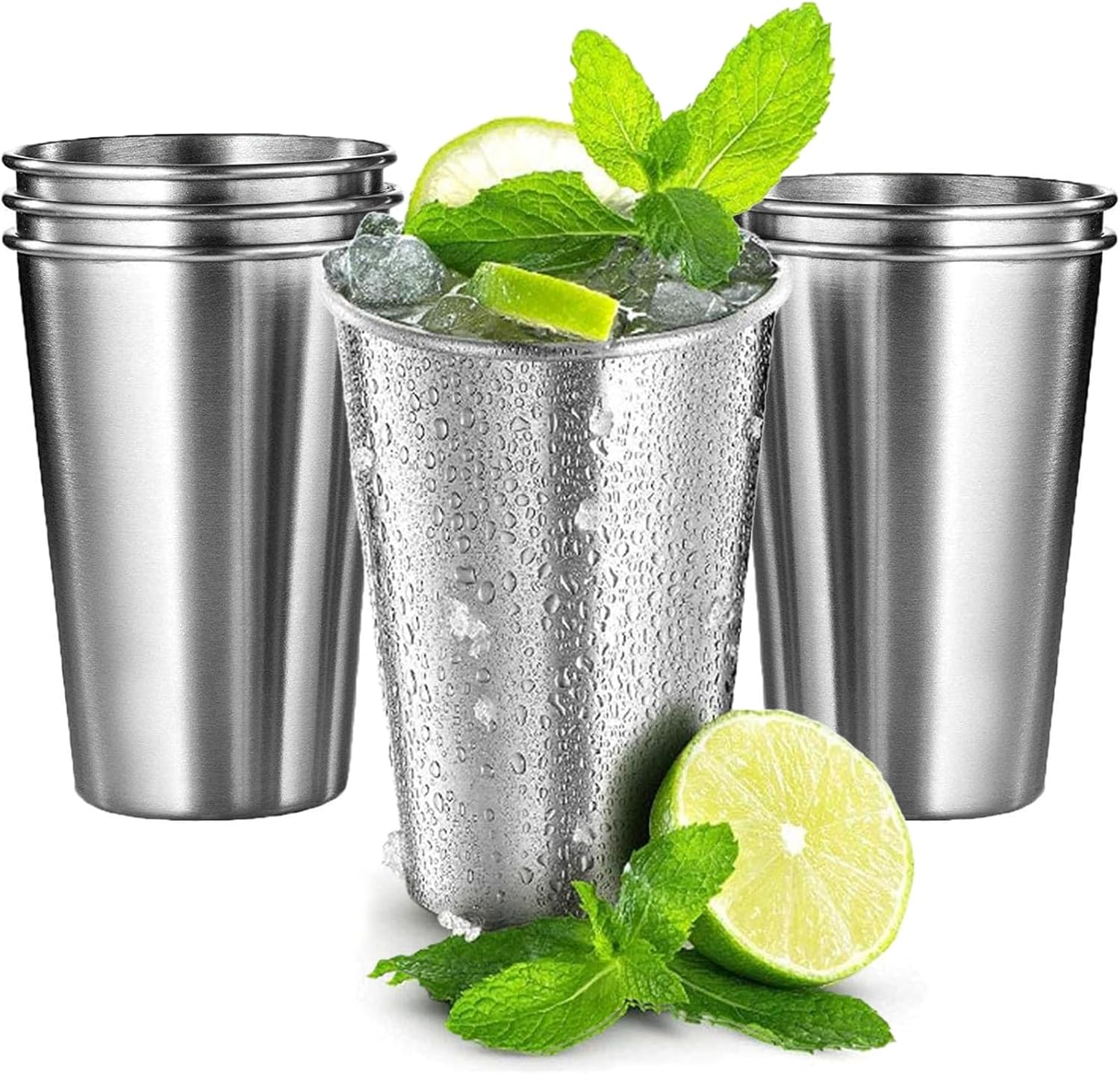 AKOLAFE Pack of 6 Stainless Steel Cups 350 Ml Stainless Steel Cups 12 Oz Drinking Cup Stackable Metal Cup Large Foldable Camping Mug Stainless Steel Bpa-Free Travel Mug for Picnics, Parties image number 6