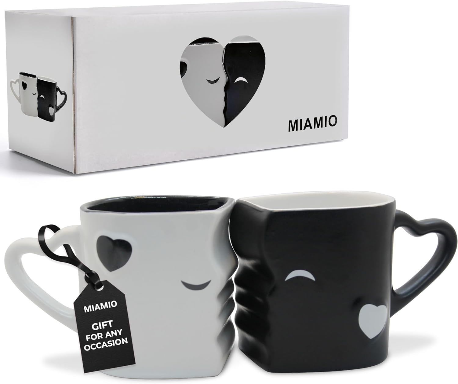 MIAMIO - 300Ml Ceramic Coffee Mugs/Kissing Mugs Gift Set for Couples/Weddings/Birthday/Anniversary (Red)