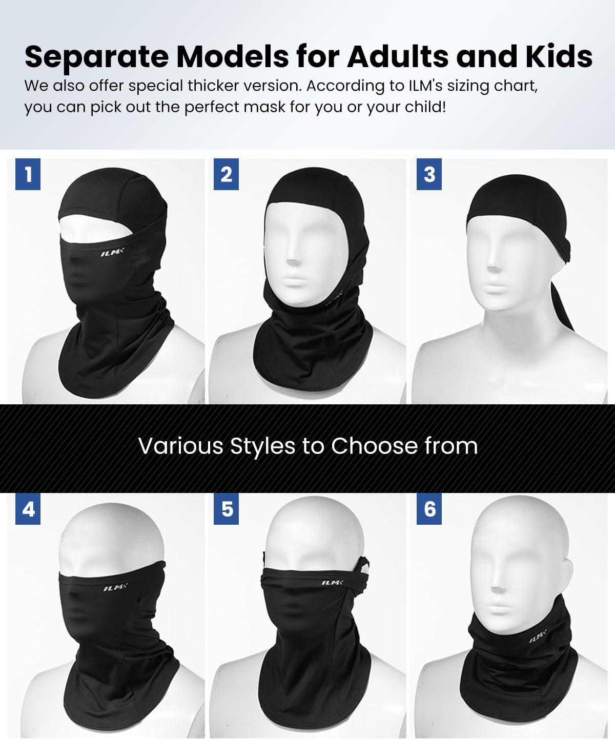 ILM Motorcycle Balaclava Face Mask for Ski Snowboard Cycling Working Hunting