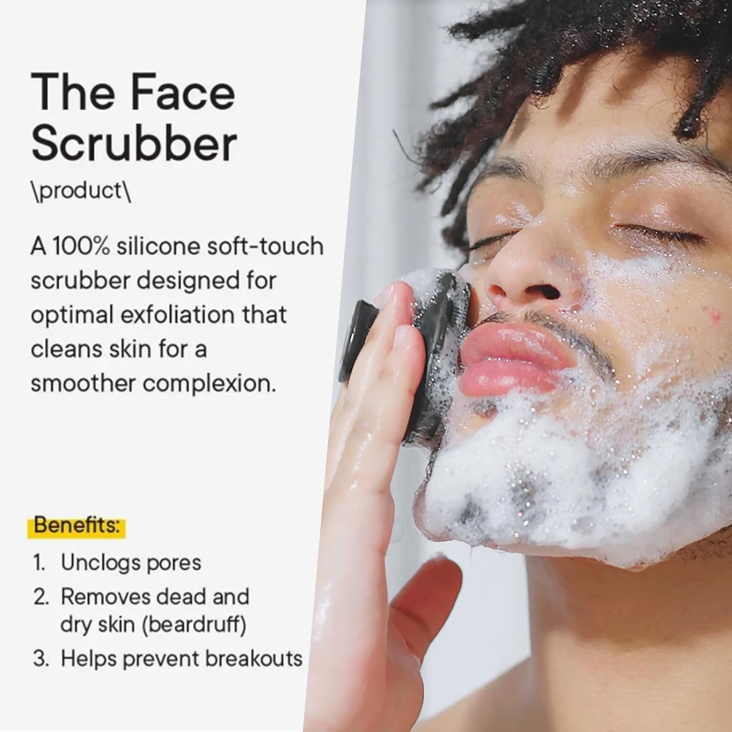 Face Scrubber, Silicone Face Scrubber for Men, Facial Cleansing Brush Silicone Face Wash Brush Manual Waterproof Cleansing Skin Care Face Brushes for Cleansing and Exfoliating (Black, One Size) image number 4