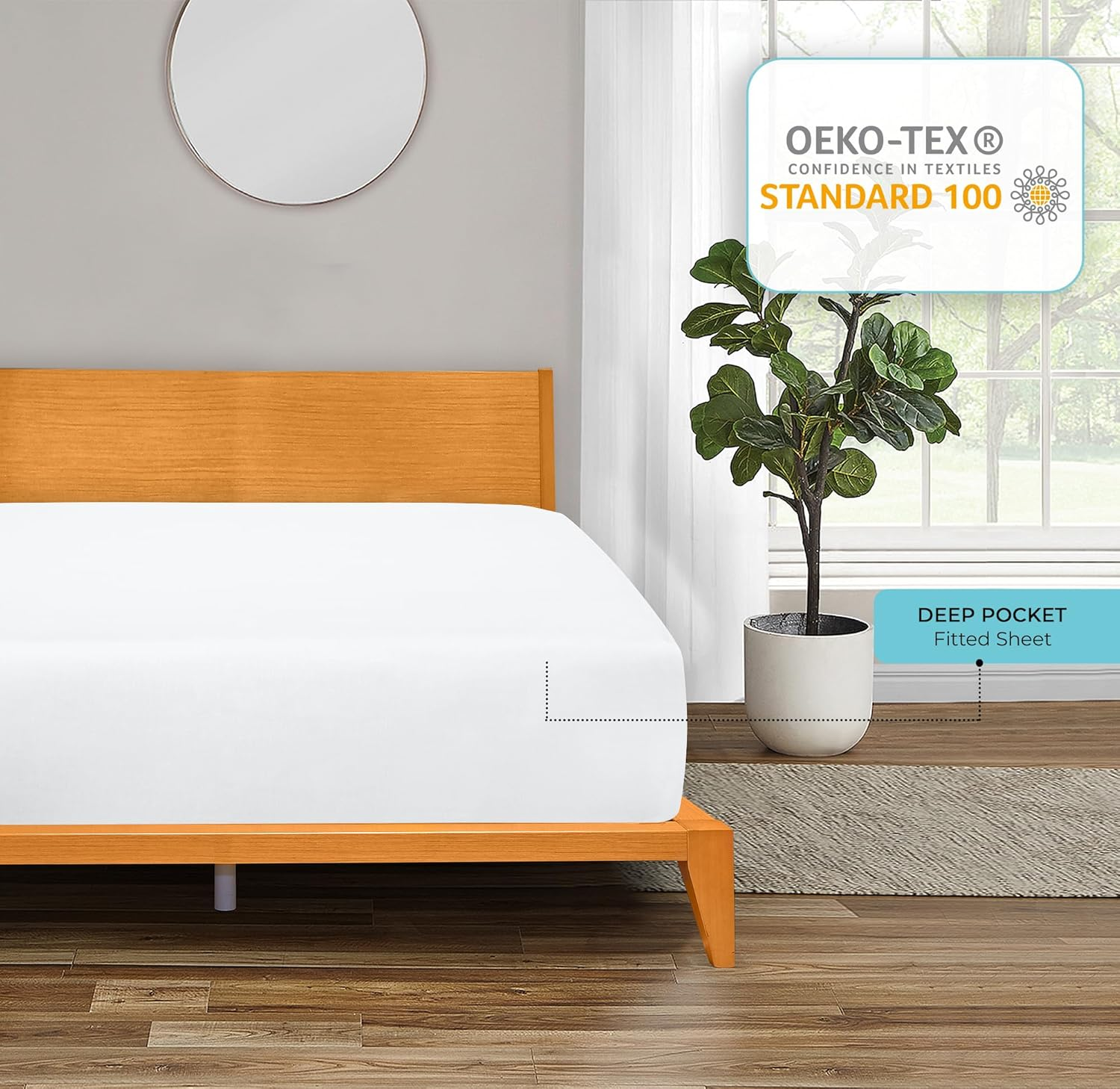 Royale Linens Fitted Sheet California King - Ultra Soft 1800 Brushed Microfiber - Hotel Luxury Bottom Sheets - Wrinkle Free & Fade Resistant - Deep Pocket Fitted Sheet Only (King Cal, White) image number 2