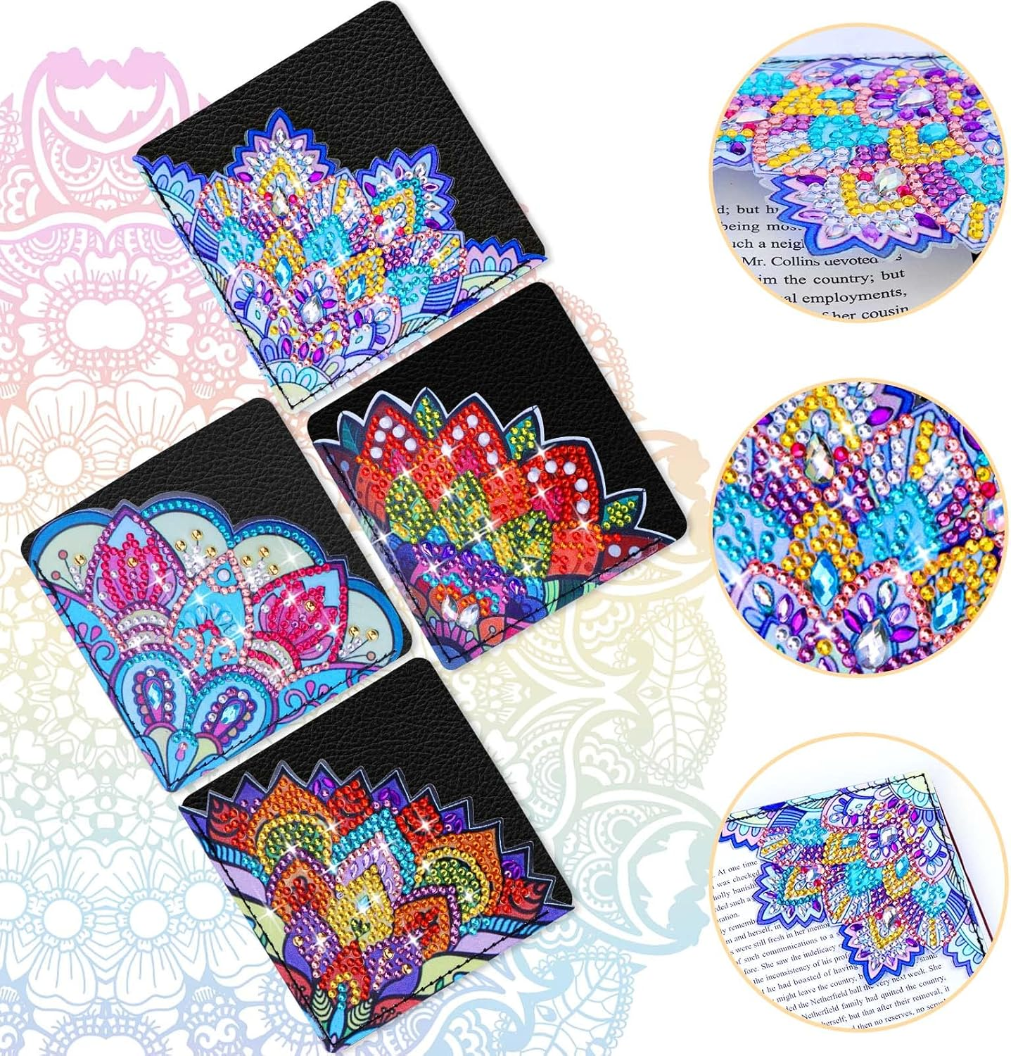 BSRESIN Diamond Art Bookmarks, 4 PCS Cute Diamond Art Bookmarks for Book Lovers, DIY Corner Bookmark Diamond Art Kits for Kids image number 6