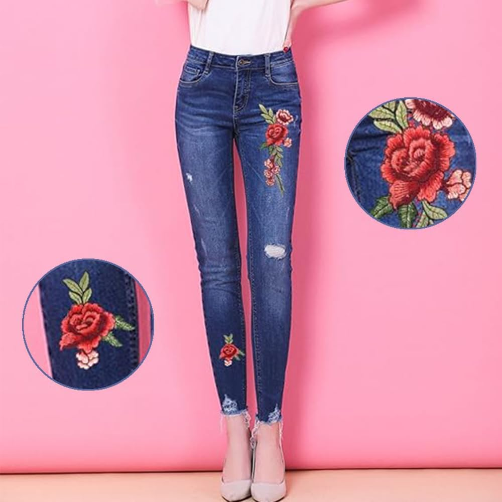 12 Pcs Openwork Embroidery Appliques(6 Pairs),Sew on Embroidered Flower Patches,Rose Embroidered Patches for DIY Crafts Making,Jeans,Hat,Backpacks,Jacket,Bags, Clothes,T-Shirt,Dress,Blouses image number 1