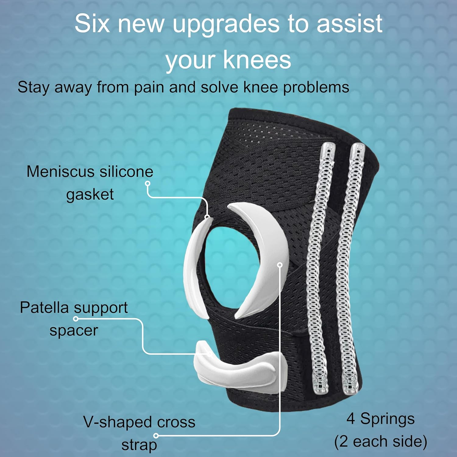 Wonder Care Compression Knee Brace Designed for Knee Pain, Sports, Running, Meniscus Tear & ACL Relief. Adjustable Knee Wrap with Side Stabilizers for Men & Women, Knee Support with Air Mesh Fabric image number 6