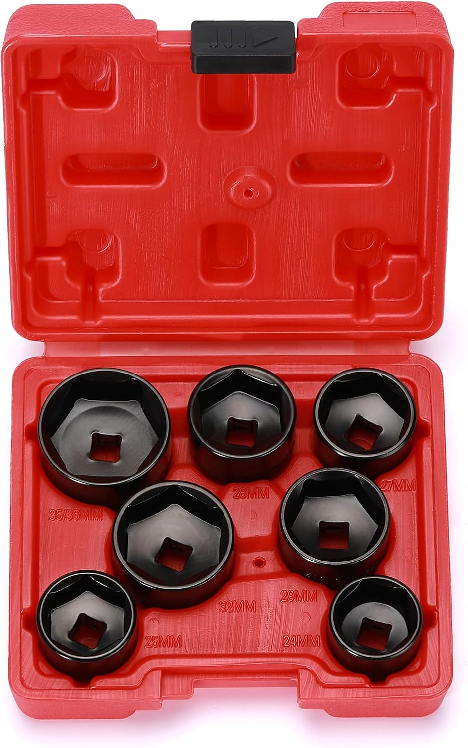CASOMAN 7 Pieces 3/8" Drive Low Profile Oil Filter Socket Set, Oil Filter Cap Remover and Installer Tool Set, 6 Point, 24Mm, 25Mm, 27Mm, 28Mm, 29Mm, 32Mm, 36Mm, CR-V image number 4