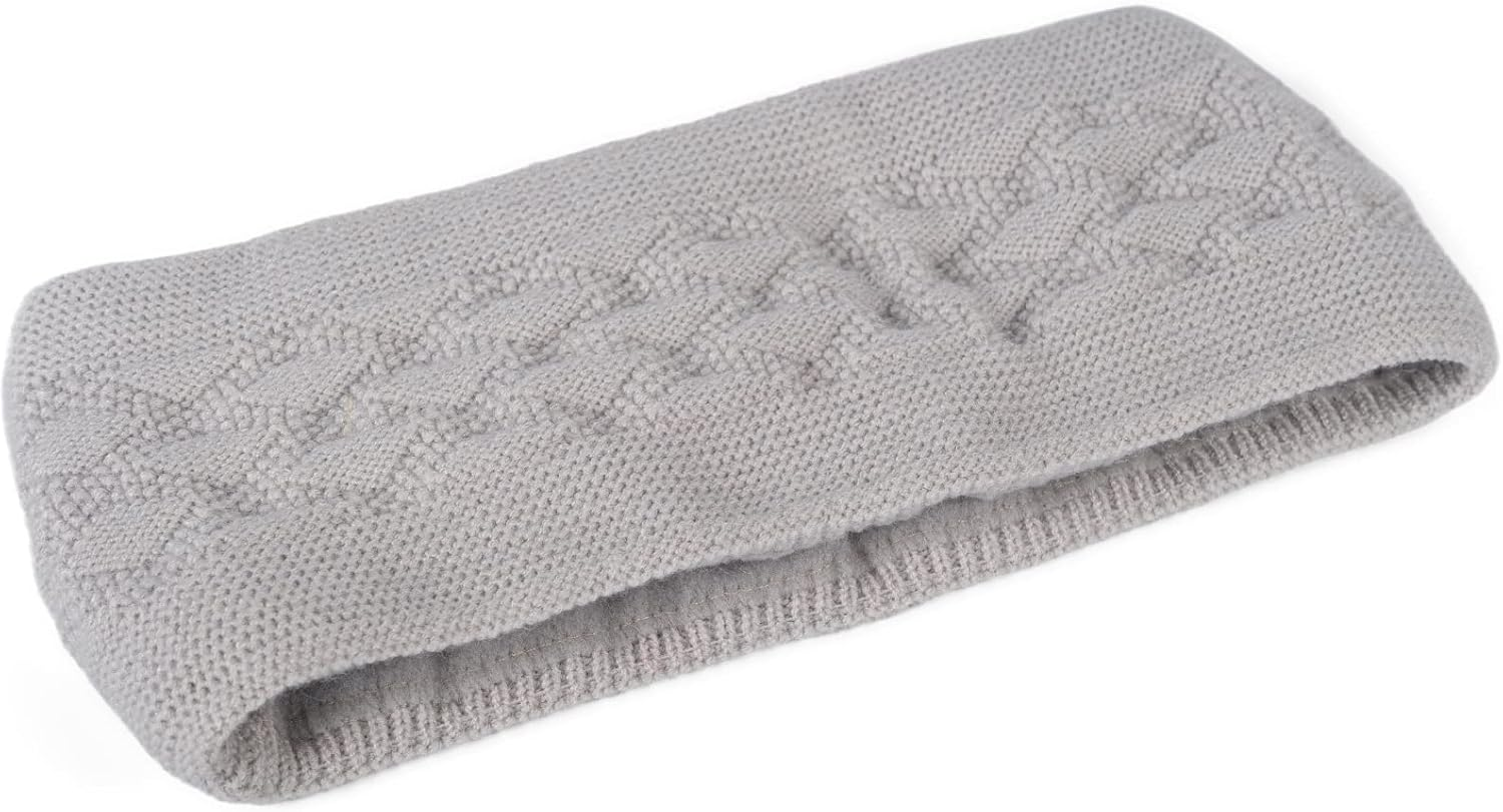 Stylebreaker Women'S Knitted Headband Plain with Checked Pattern, Thermal Fleece Lining, Winter Headband, Plain 04026061, Colour: Light Grey