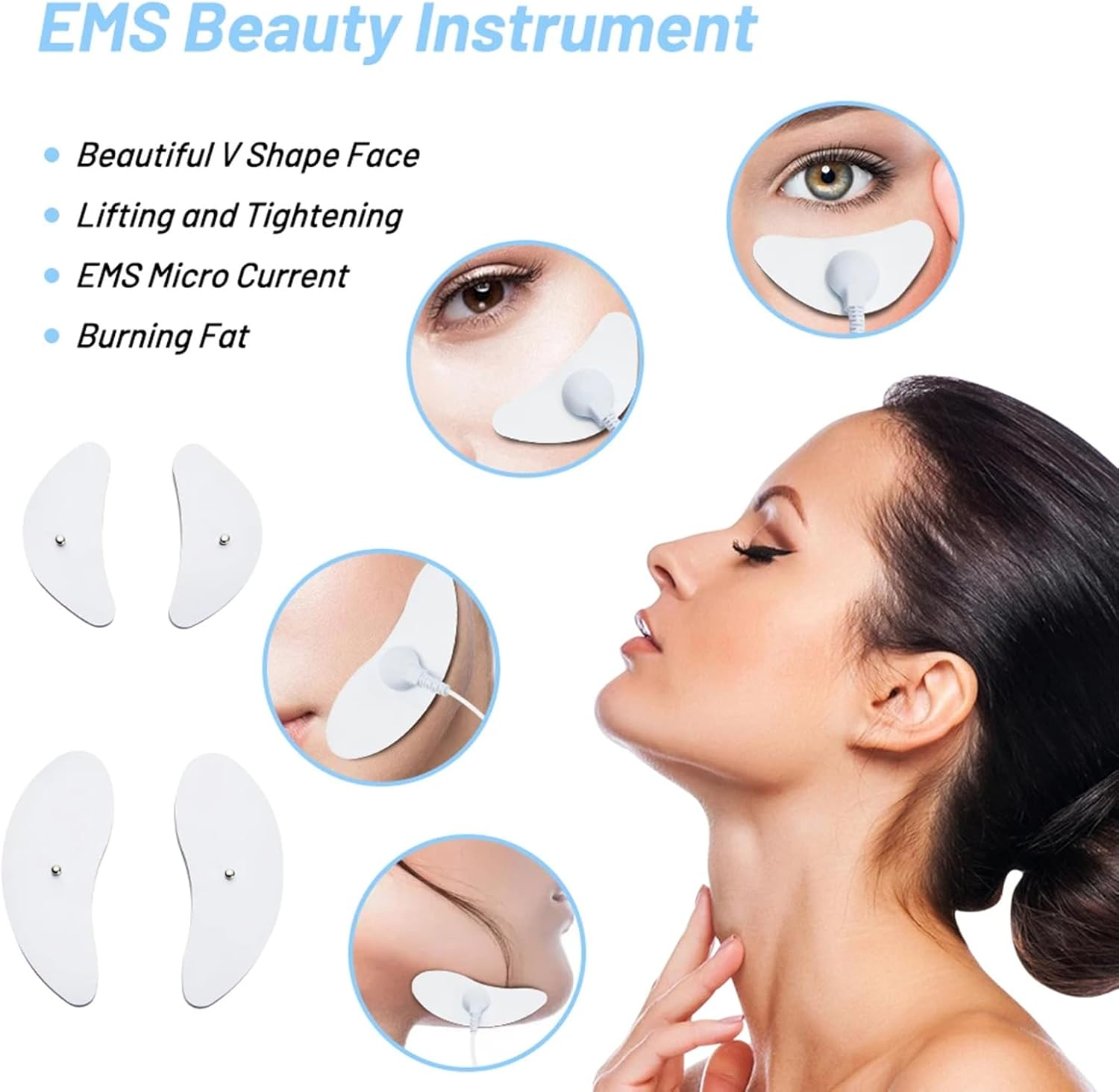 EMS Facial Device &ndash; White Portable Microcurrent Beauty Instrument, Frequency 1-100Hz 8 Modes | Face Eyes Neck Lifting, Skin Tightening, Rejuvenation, Home Spa, Travel Self Care Accessory image number 6
