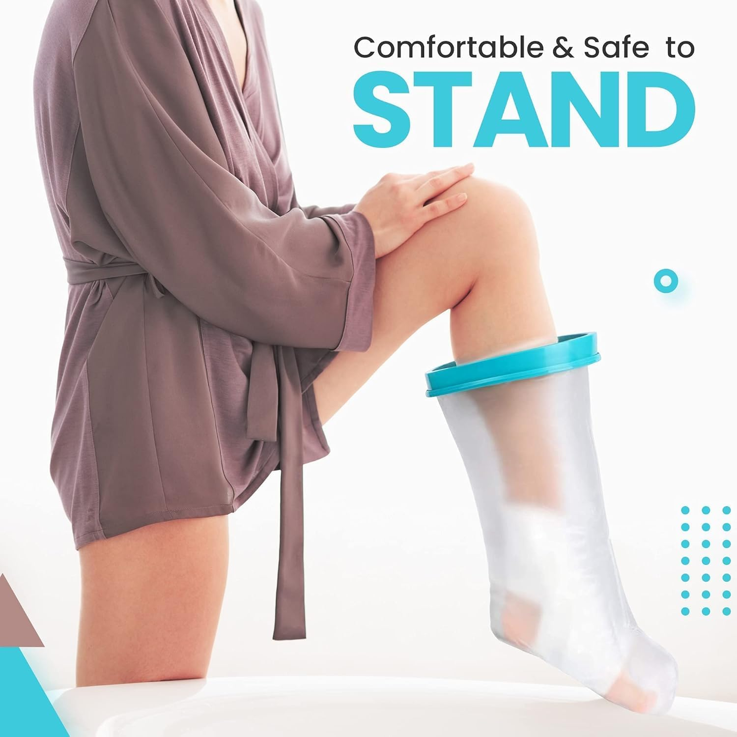 Waterproof Leg Cast Cover for Shower Keep Bandages & Casts Dry in the Shower, Pool, Ocean Fully Submersible + Reusable Keep Sand Out Keep New Tattoos Covered image number 2