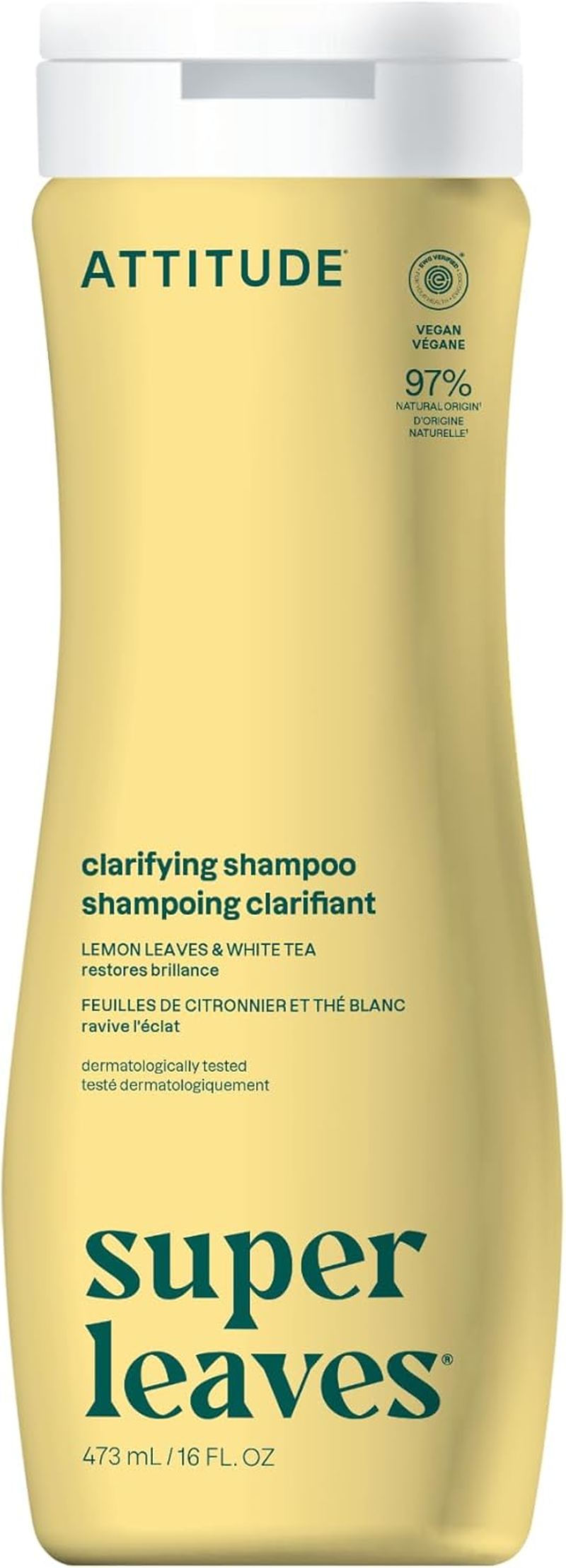 ATTITUDE Nourishing Hair Shampoo, EWG Verified, for Dry and Damaged Hair, Naturally Derived Ingredients, Vegan and Plant Based, Grapeseed Oil and Olive Leaves, 16 Fl Oz image number 5