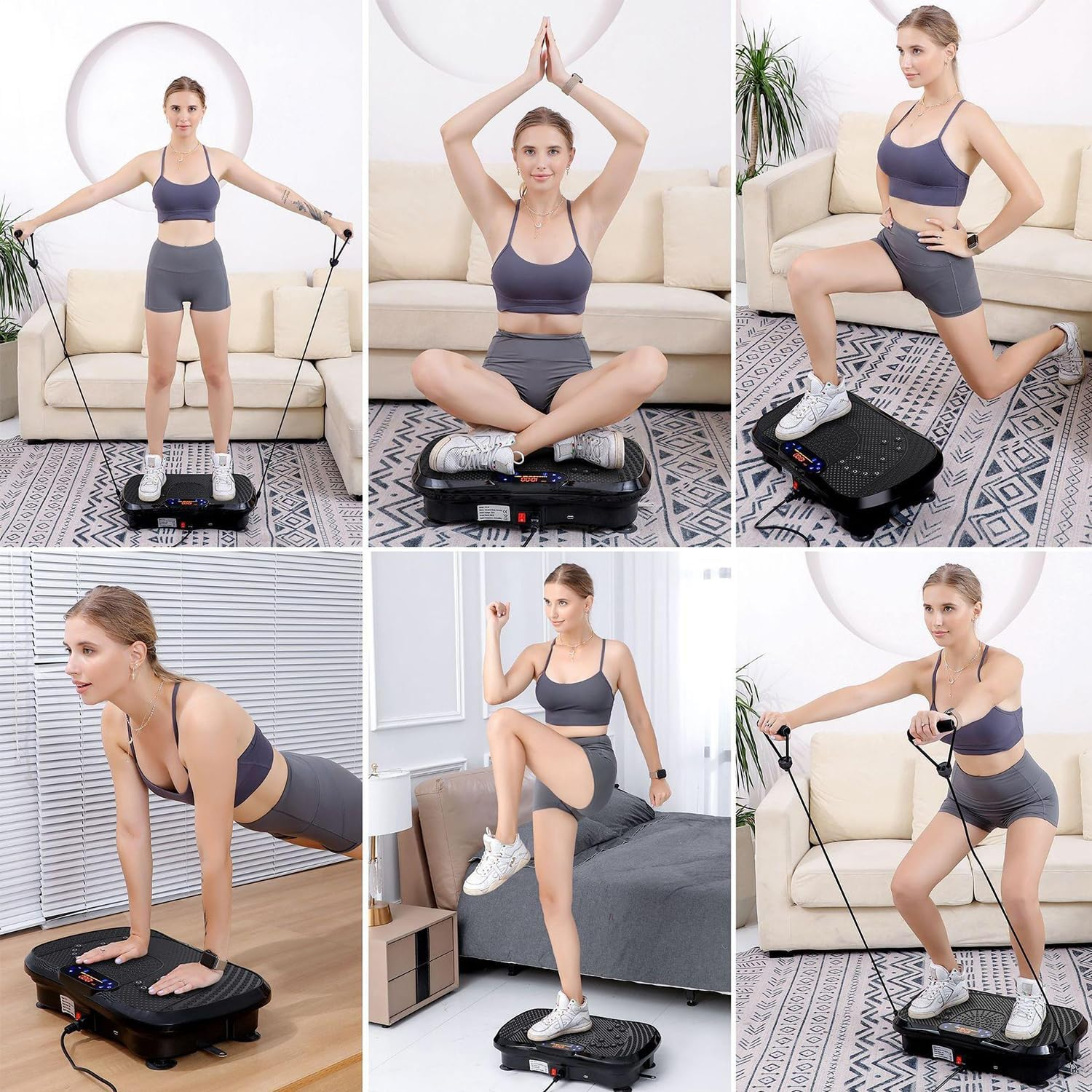 Vibration Plate Exercise Machine, Vibration Plate with Bluetooth and LED Display，120 Adjustable Speed，Full Body Vibration Plate for Lymphatic Drainage，Vibration Platform Machines for Weight Loss