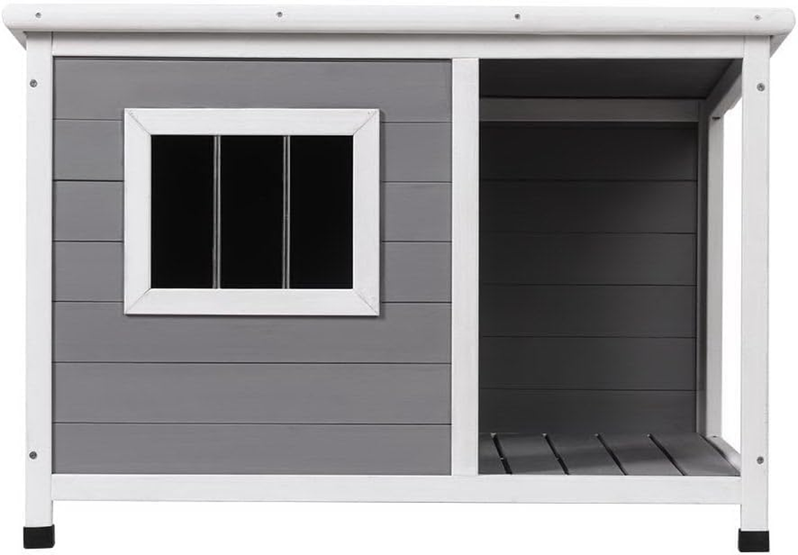 I.Pet Dog Kennel House, Large Kennels Portable Wooden Pet Puppy Houses Crate Cabin Outdoor Indoor Garden Pets Furniture, Uv-Resistant Durable Heavy Duty Grey image number 1