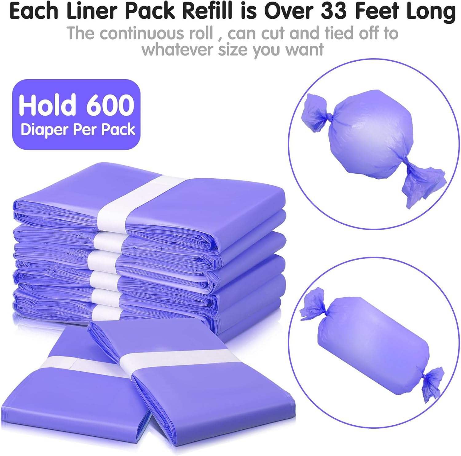 Yeaqee 12 Pack Diaper Pail Refills Bags Compatible with Dekor plus Adult Diaper Pail Liner Baby Scented Diaper Pail Bags Hold up to 7200 Diapers (Purple) - Green image number 6