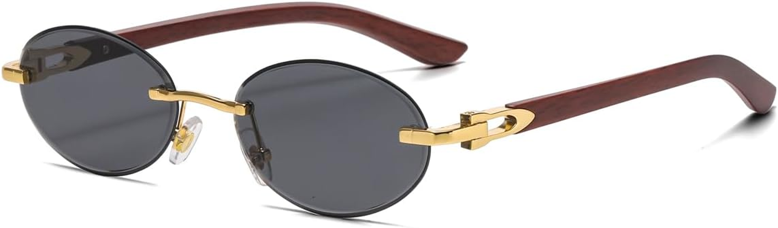 LIGOES Oval Sunglasses for Men Women Rimless Sunglasses Metal Glasses Fashion round Glasses