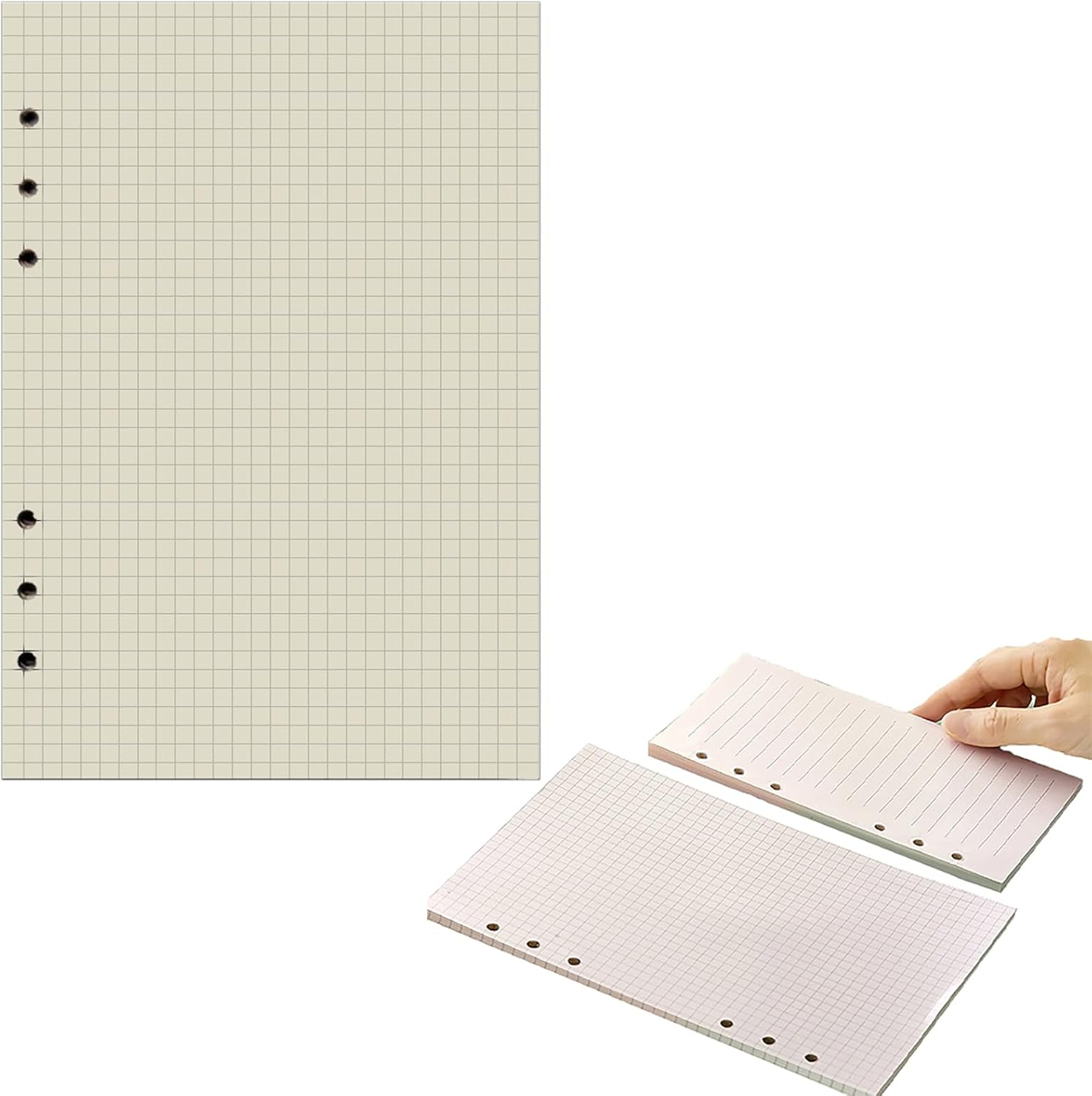 Tophomer A5 Refills Paper, 160 Pages/80 Sheets Refill Pad, Insert Ruled Lined Paper, 6 Hole Loose Leaf Punched Paper Refill for Diary, Notebook (Grid (A5) image number 5