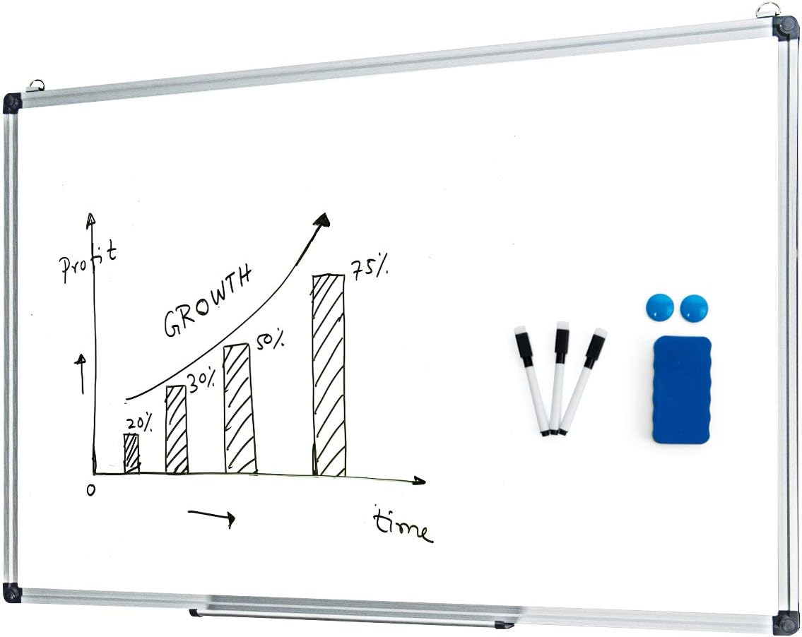 Giantex Dry Erase Board, Wall Mounted Board with Detachable Tray, Aluminum Frame Magnetic Whiteboard with 3 Dry Erase Markers, 2 Magnets & 1 Eraser for School, Home, Office (90 X 60 Cm) image number 5