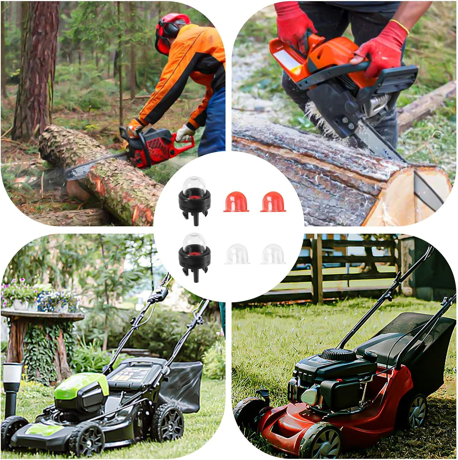 Lasuroa 6Pcs 188-512-1 Snap-In Carburetor Primer Bulb Pump and Primer Bulb Replacement, for Small Engines Poulan Echo Ryobi Homelite Bolens for Husqvarna Craftsman Chainsaw Walbro Trimmer(Clear+Red) image number 5