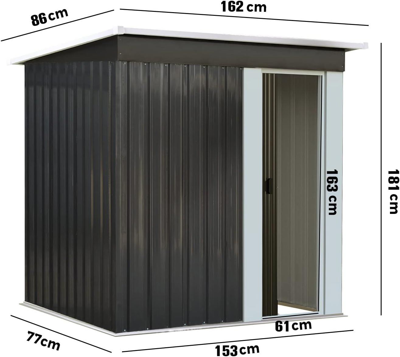 LI LIVSIP Garden Shed - Galvanised Steel Outdoor Storage Shed with Single Slope Roof Sliding Door, Gardening Tools Bikes Storage for Patio Backyard, 162X86X181Cm image number 4