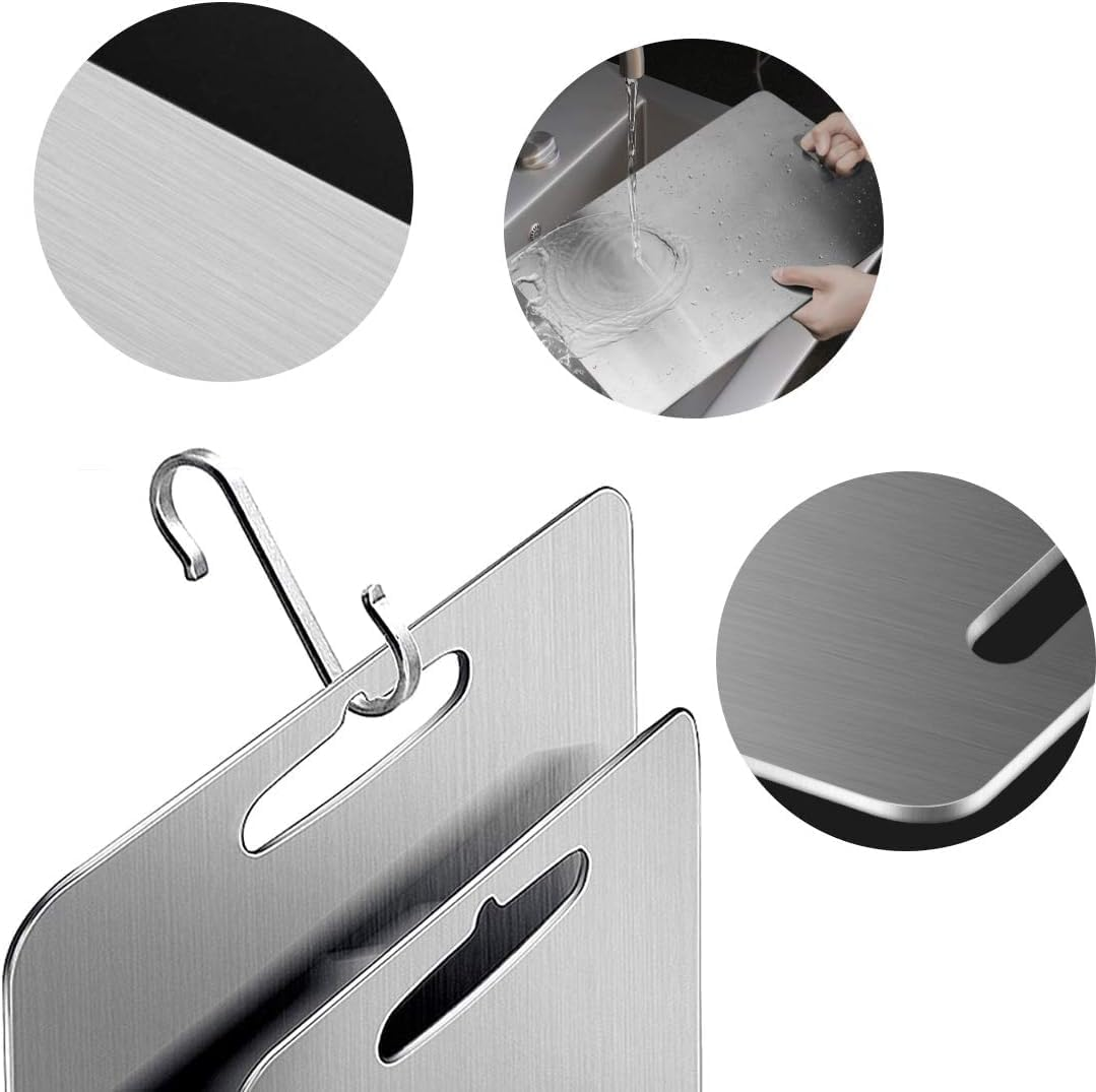 Kitchen Chopping Board, Stainless Steel Cutting Board, Can Be Hung Cutting Mat, Heavy Duty Non Slip Cutting Boards for Meat and Vegetables, Dishwasher Safe (30X20Cm) image number 2
