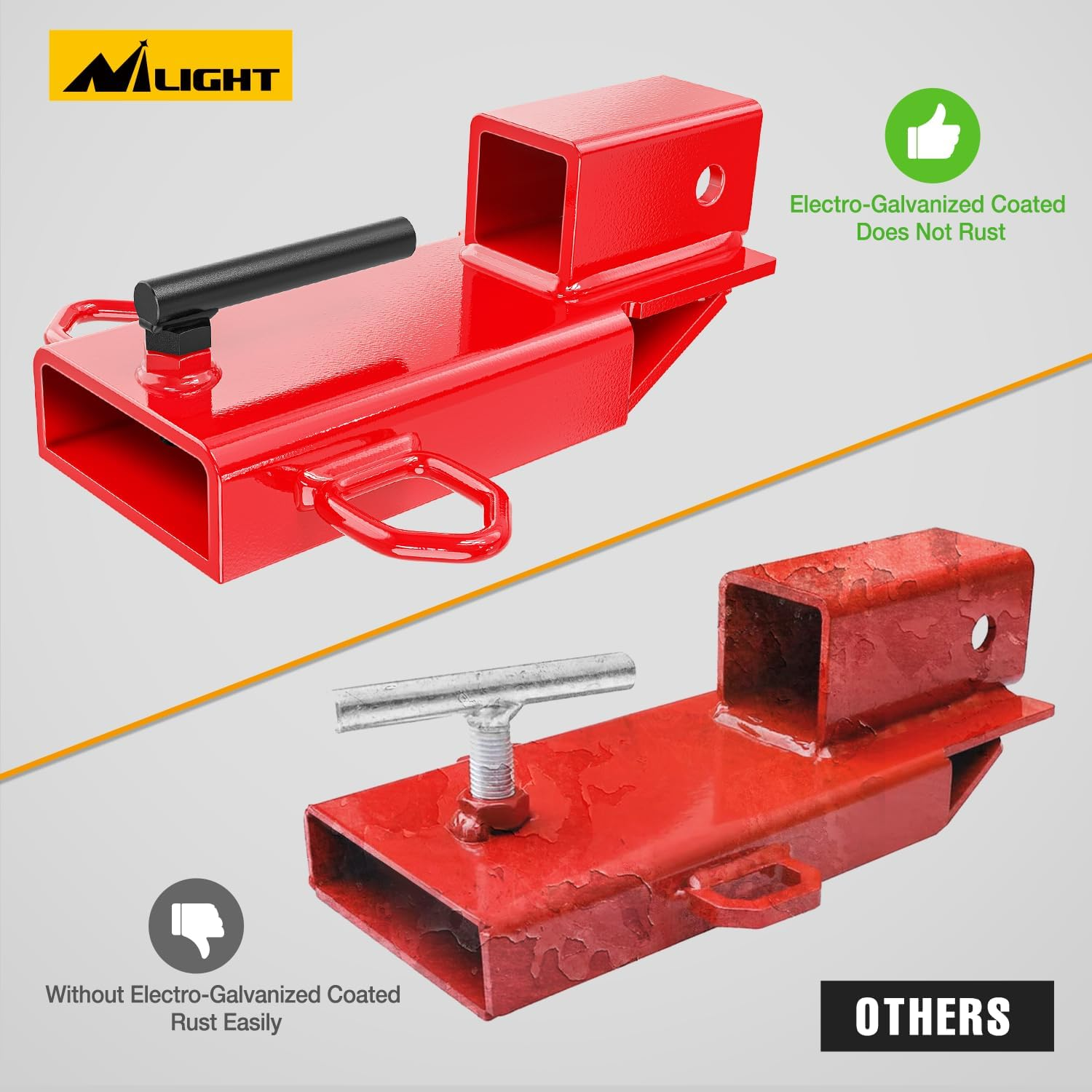 Nilight Forklift Trailer Hitch Attachment Fits 2 Inch Receiver Clamp on Pallet Fork Trailer Towing Adapter with Safety Chain & 5/8&rdquo; Hitch Pin Clip Red image number 4