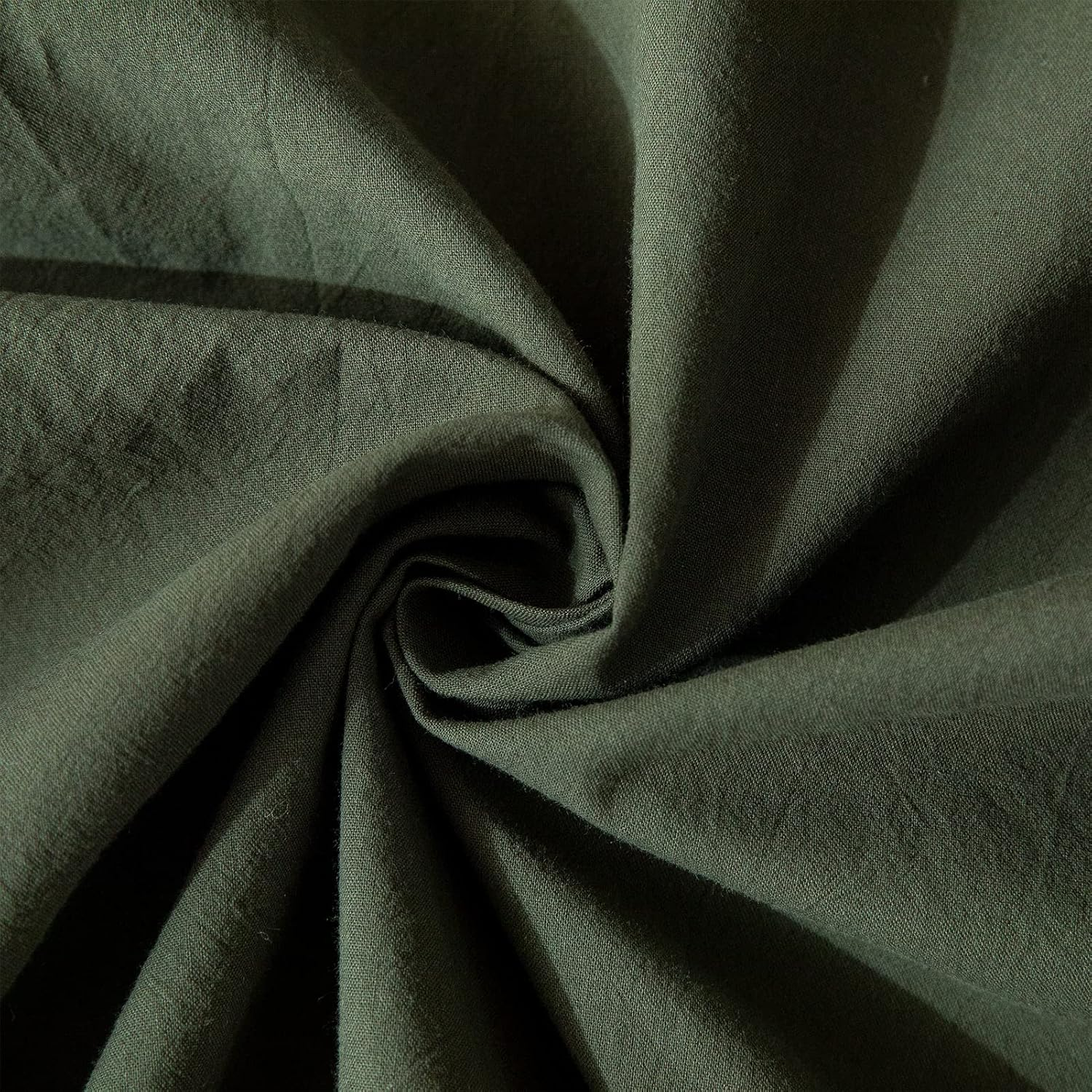 Dark Green Duvet Cover Queen, 100% Washed Cotton Linen like Textured Solid Color Casual Modern Green Bedding Set, with Zipper Closure, Luxury Soft Relaxed Feel Natural Wrinkled Comfy (3Pcs, Queen) image number 6