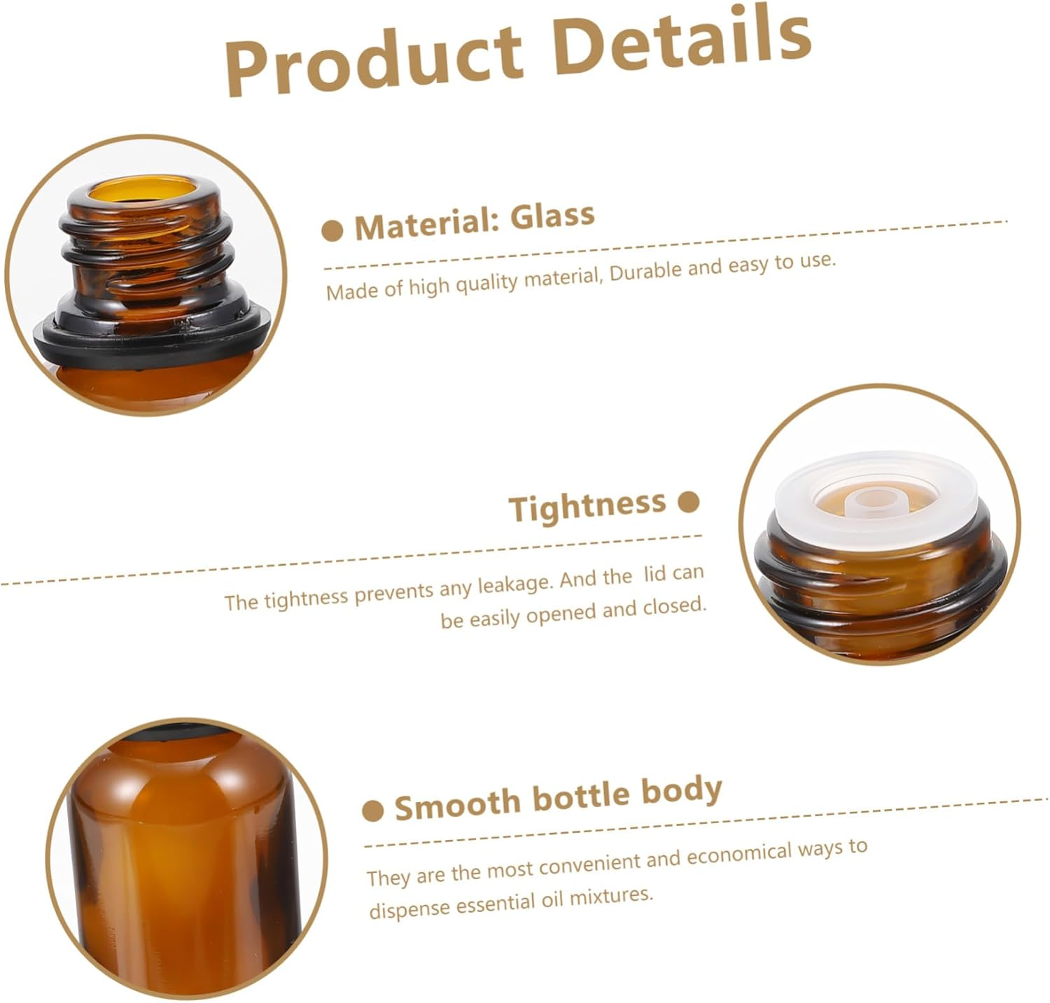 MOKKHNB 12Pcs 15Ml Amber Glass Essential Oil Bottles Large Head Cap and Drip Stopper Refillable Empty Cosmetic Bottles for Travel and Aromatherapy
