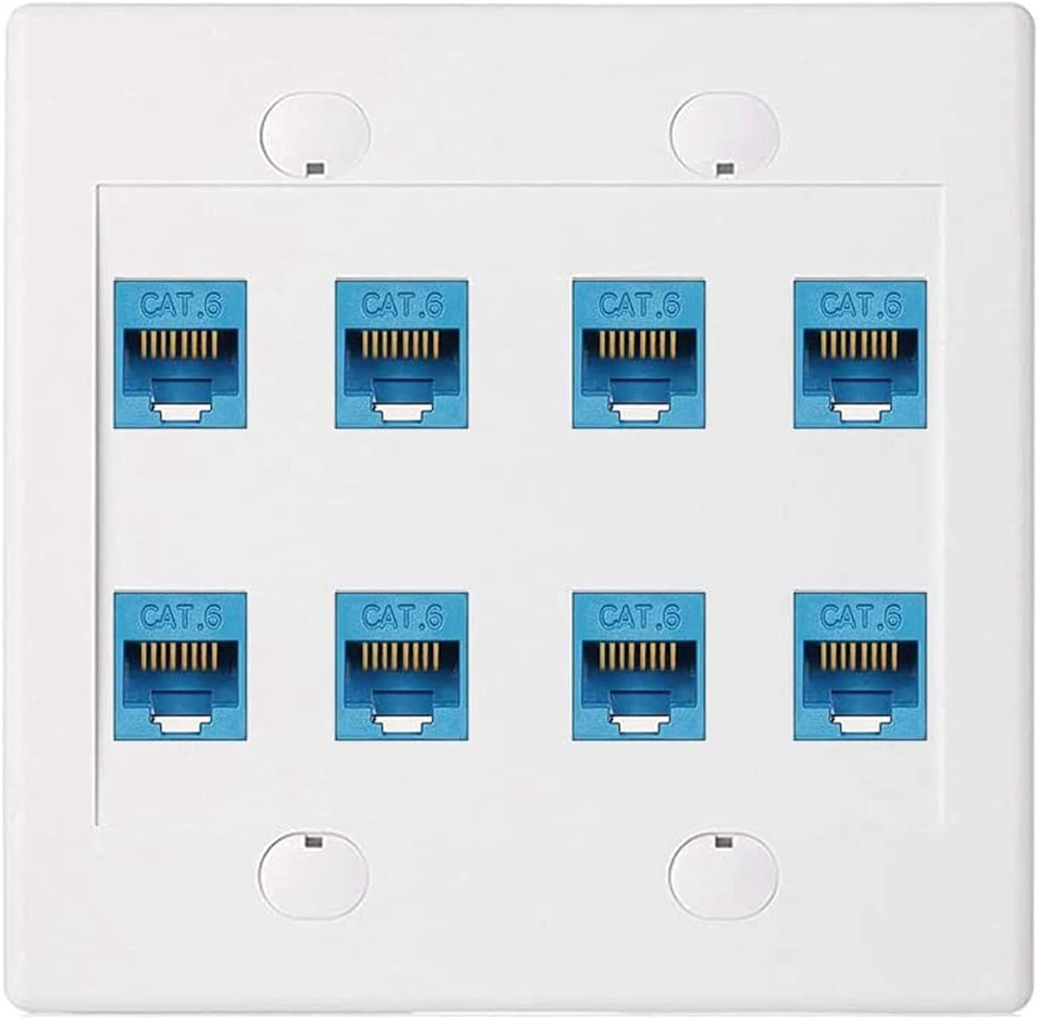 Kiperpon Ethernet Wall Plate 8 Port - Double Cat6 RJ45 Network Cable Faceplate Female to Female - Blue image number 3