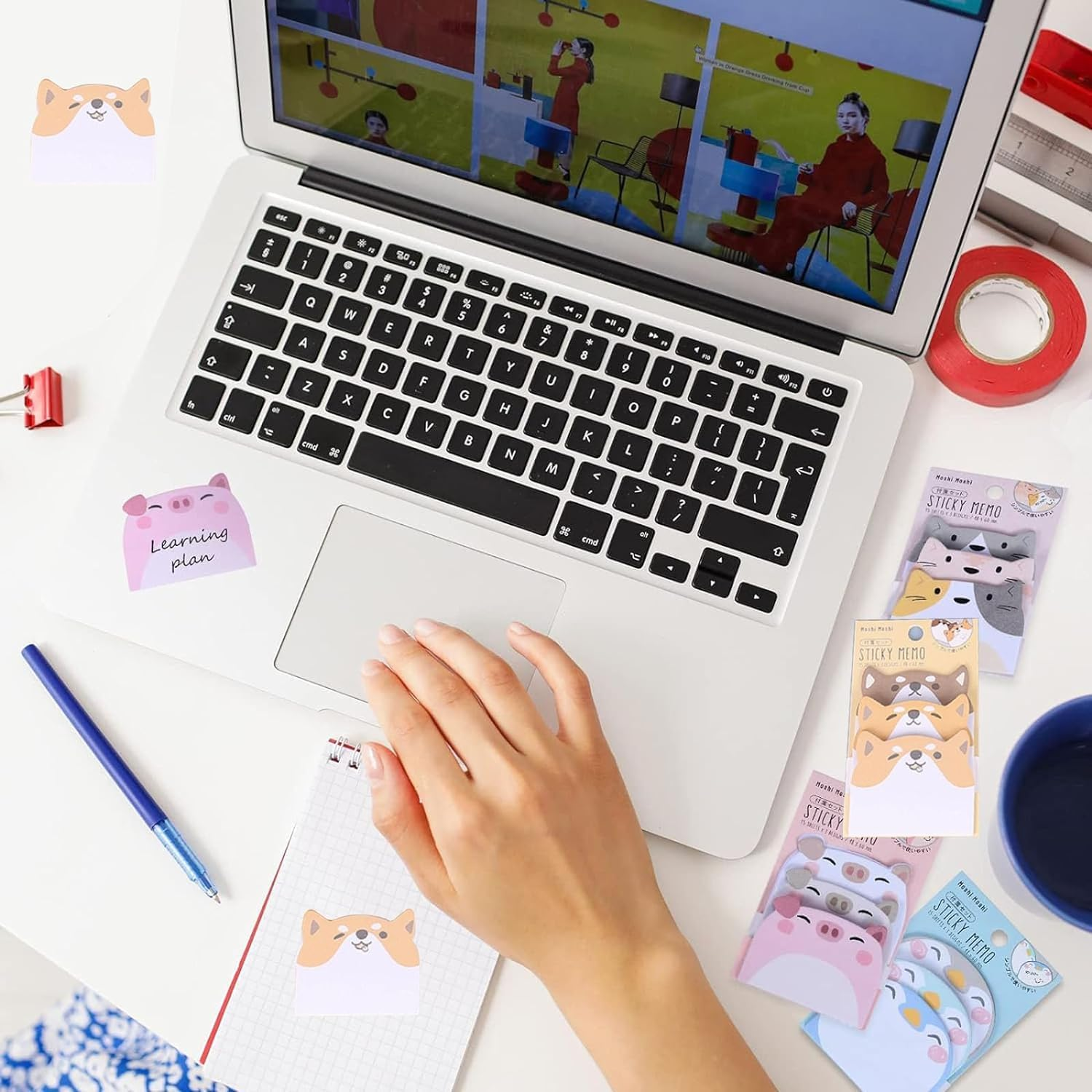 Betterjonny 12 Packs Cute Cartoon Sticky Notes, Self-Stick Memo Pad, Funny Stationary Supplies, Kawaii Tab Supplies for Students, Home Office Gifts image number 6