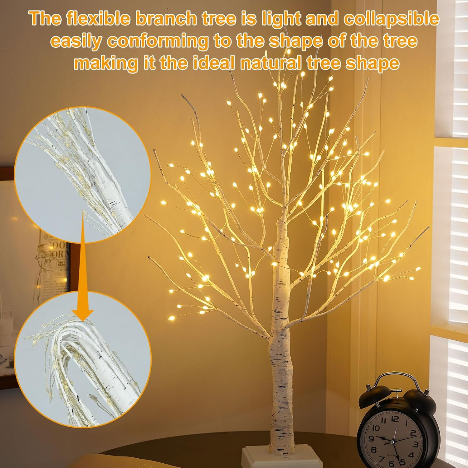 Birch Light Tree Indoor with 144 Warm White Leds Light, LED Tree Lights Tree Decorative Branches Christmas Decoration Wedding Interior Decoration for Party Birthday Wedding Festive Party Decoration image number 6