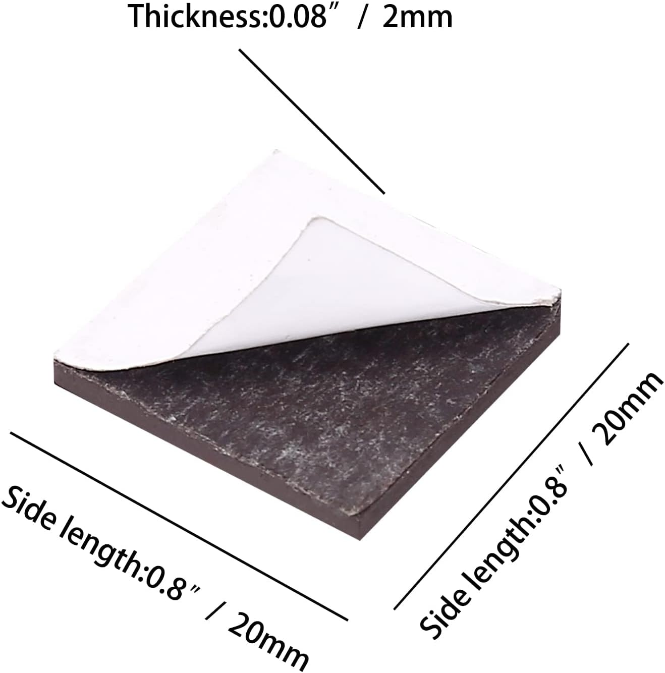 110Pcs Self Adhesive Magnets Squares Flexible Sticky Magnetic Strips Tapes Peel and Sticky Magnet Squares for DIY Crafts, School Art Projects, 4/5" X 4/5" X 0.08"(0.2&times;2&times;2Cm) image number 5
