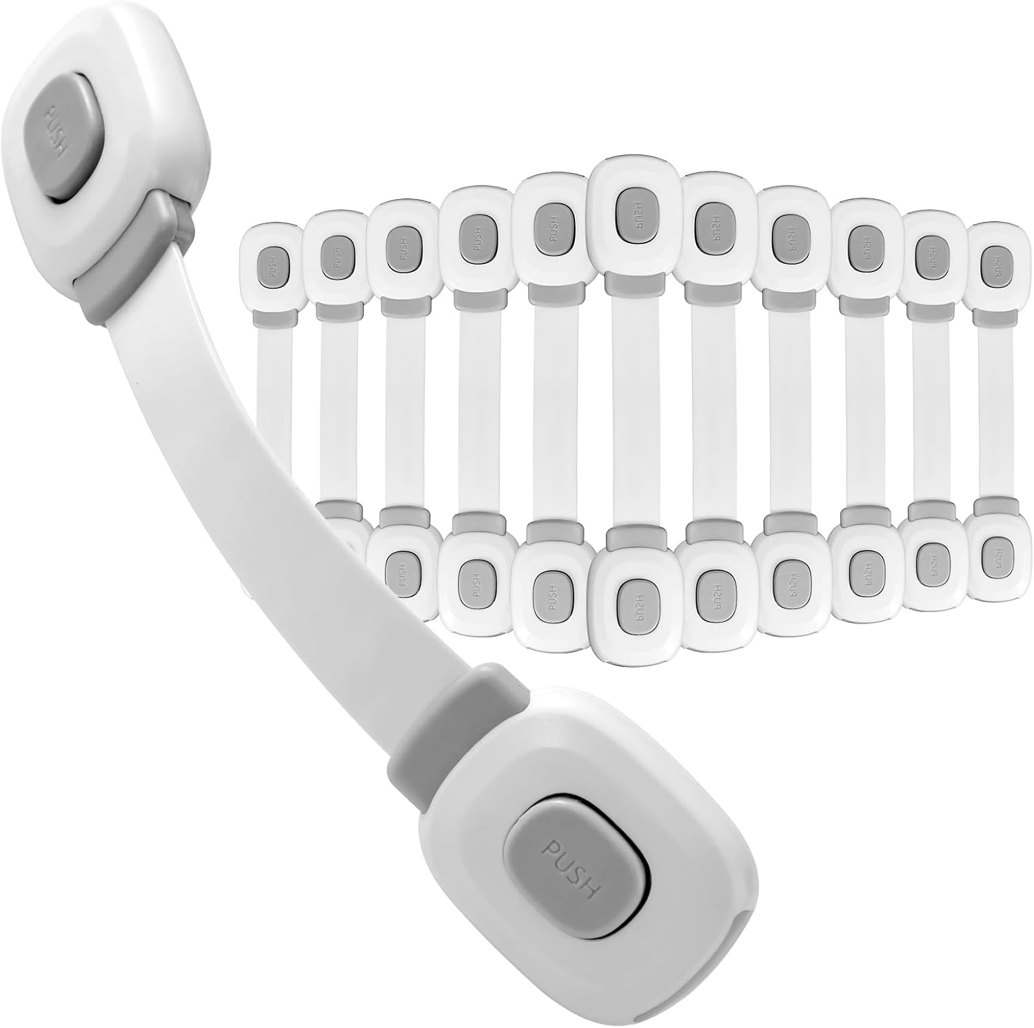 Fursafe&Q Baby Cabinet Locks, Child Safety Cabinet Proofing - Child Safety Strap Locks Adhesive Drawer Fridge Ovens Door Toilet Latches No Drill Multi-Purpose for Furniture Kitchen Lock 6 Pack