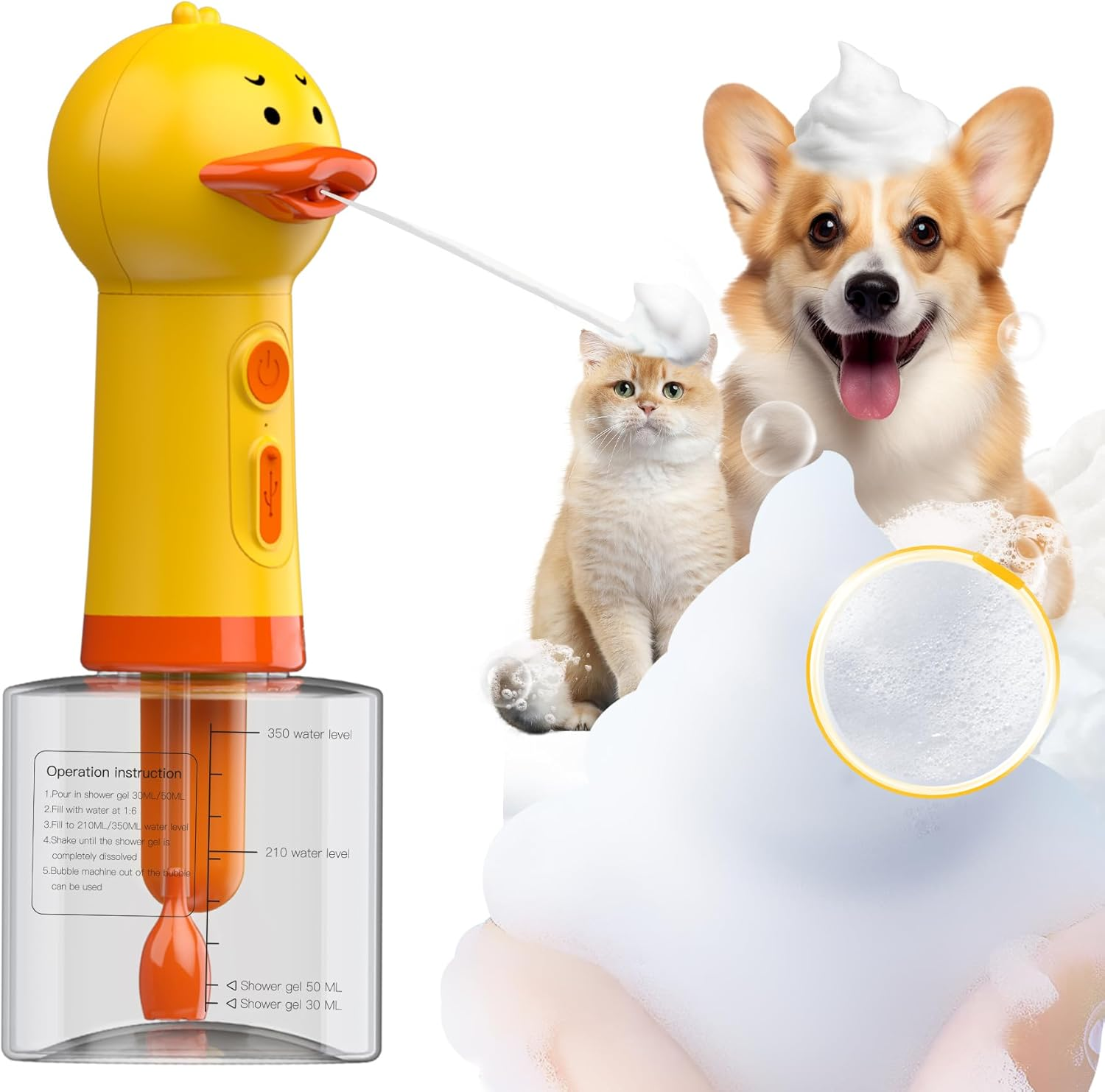 Electric Cleaning Foam Machine, Automatic Soap Dispenser for Dog Bath, Rechargeable Pet Shampoo Mixing Bottle, IPX7 Waterproof Bath Supplies for Dogs, Cats, Puppies, Children image number 3