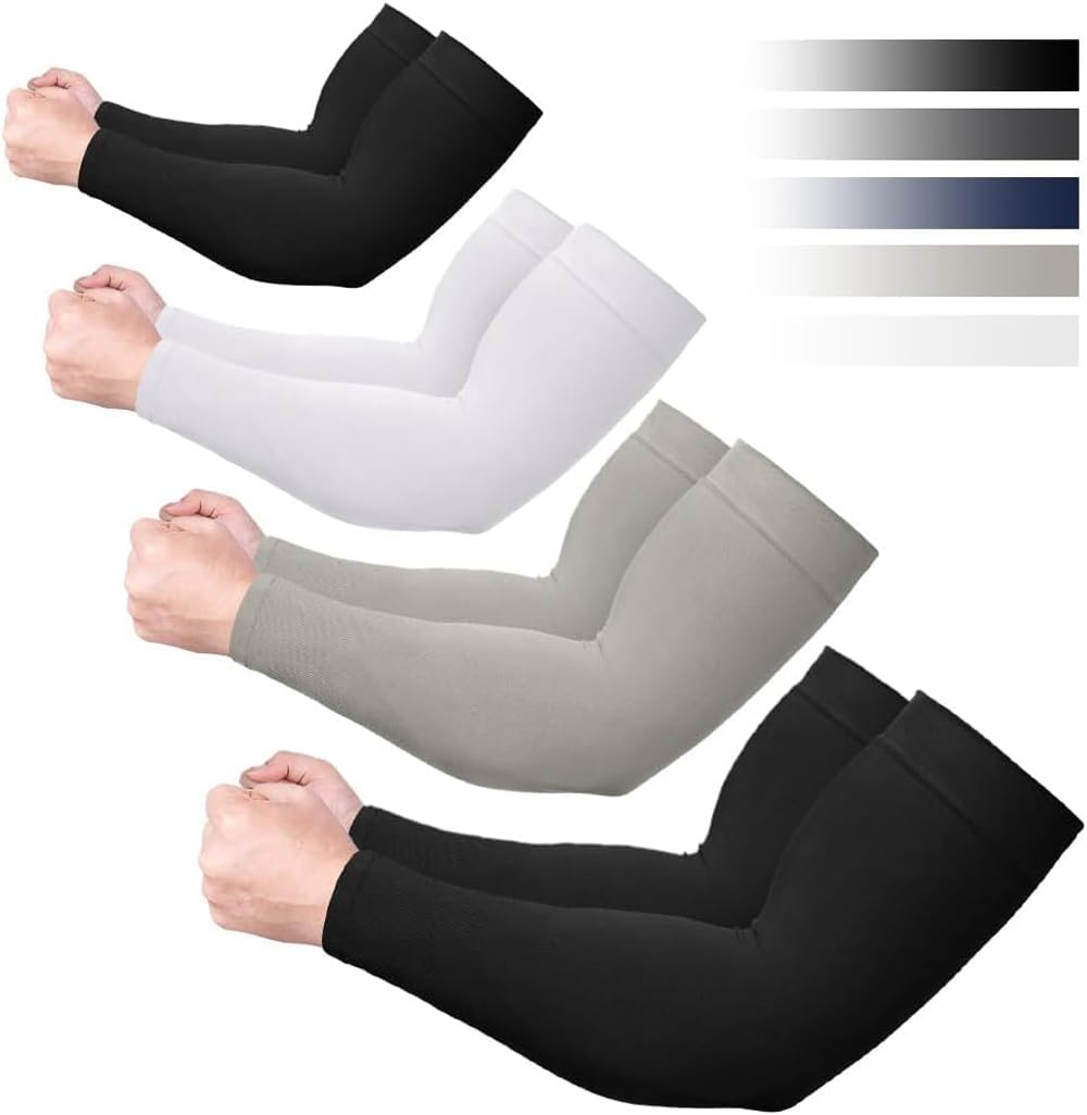 [4 Pairs ] plus Size Arm Sleeves for Women Men Youth|Upf 50 Arm Warmers UV Sun Protection Arm Cooling Sleeves, One Size Sun Protection Arm Sleeve Cover Tattoo