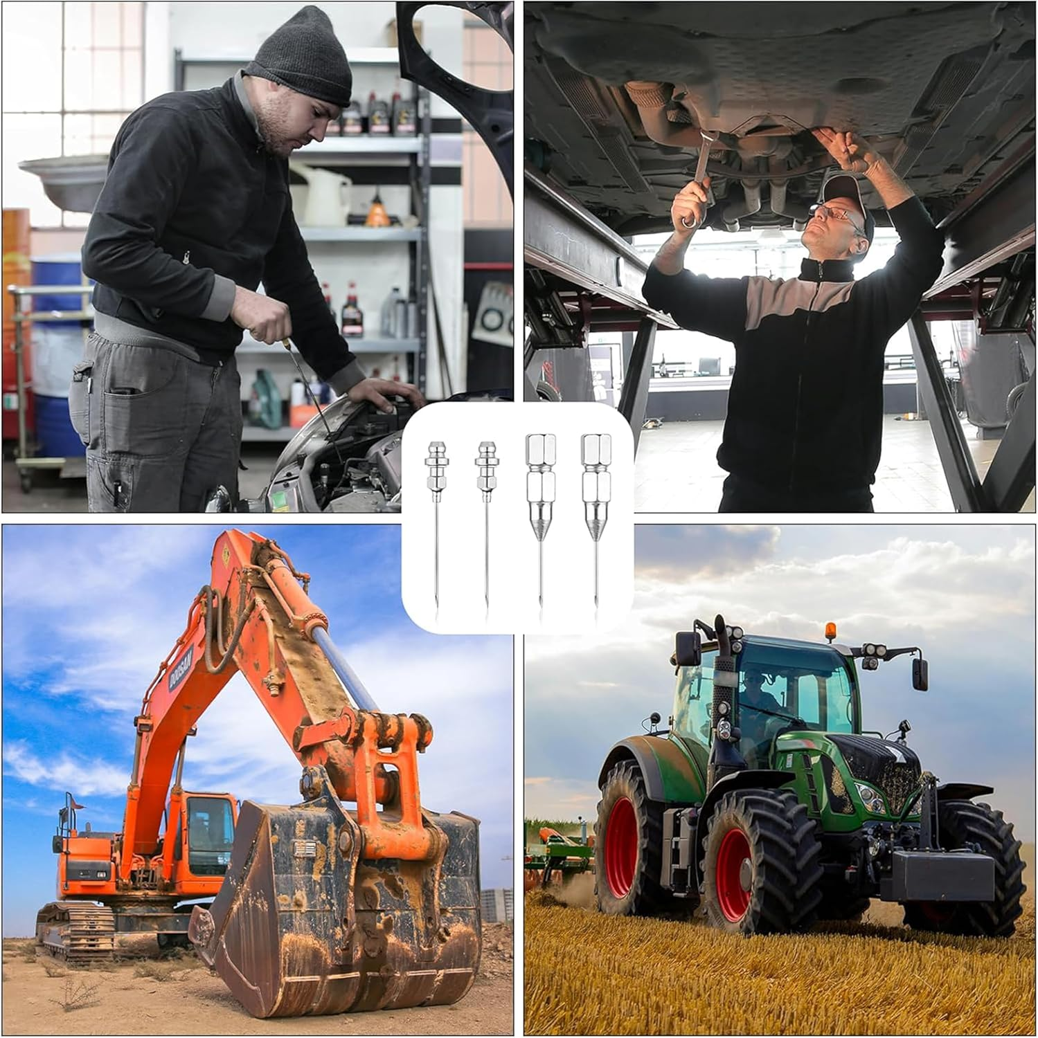 7Pcs Grease Needle Accessory Set - Includes 5 Grease Needle Nozzles, 1 Grease Needle Dispenser, and 1 Rubber Nipple Adapter - Perfect for Grease Dispensing and Injection Tool Gun Fitting image number 6