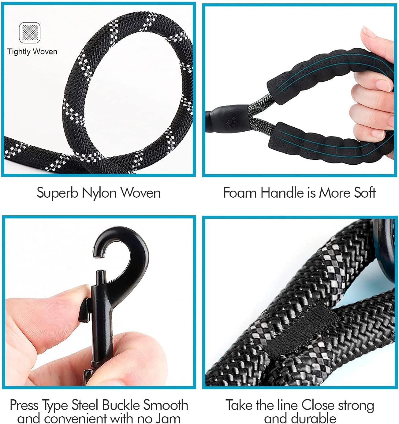 Edipets, Dog Lead, Strong Dog Leash with Padded Handle for Puppy, Small, Medium and Large Dog, 120Cm, 150Cm, 220Cm (120Cm, Black) image number 4