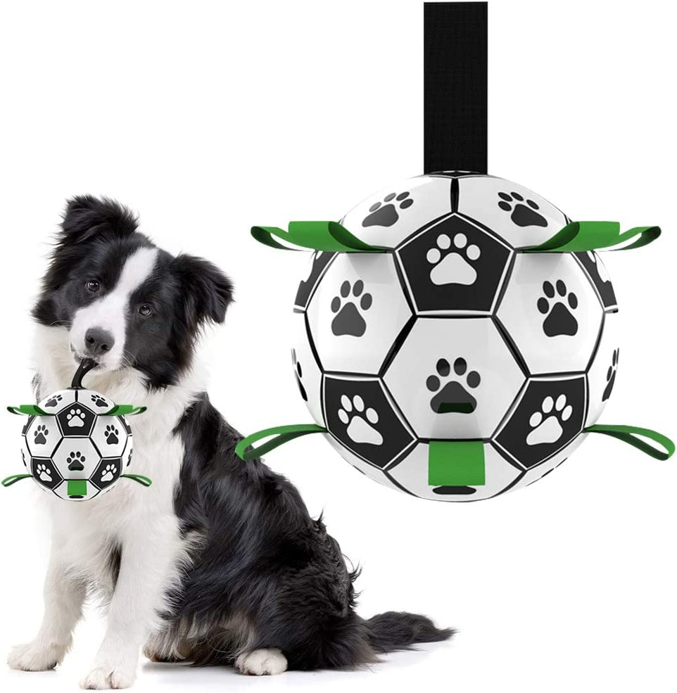 Qudasar PDTXCLS AWEHIRU Dog Ball Dog Soccer Ball with Grab Tabs Interactive Dog Toys Herding Ball for Dogs Rubber Ball Dog Balls for Small & Medium Dogs Jolly Balls for Dogs image number 3