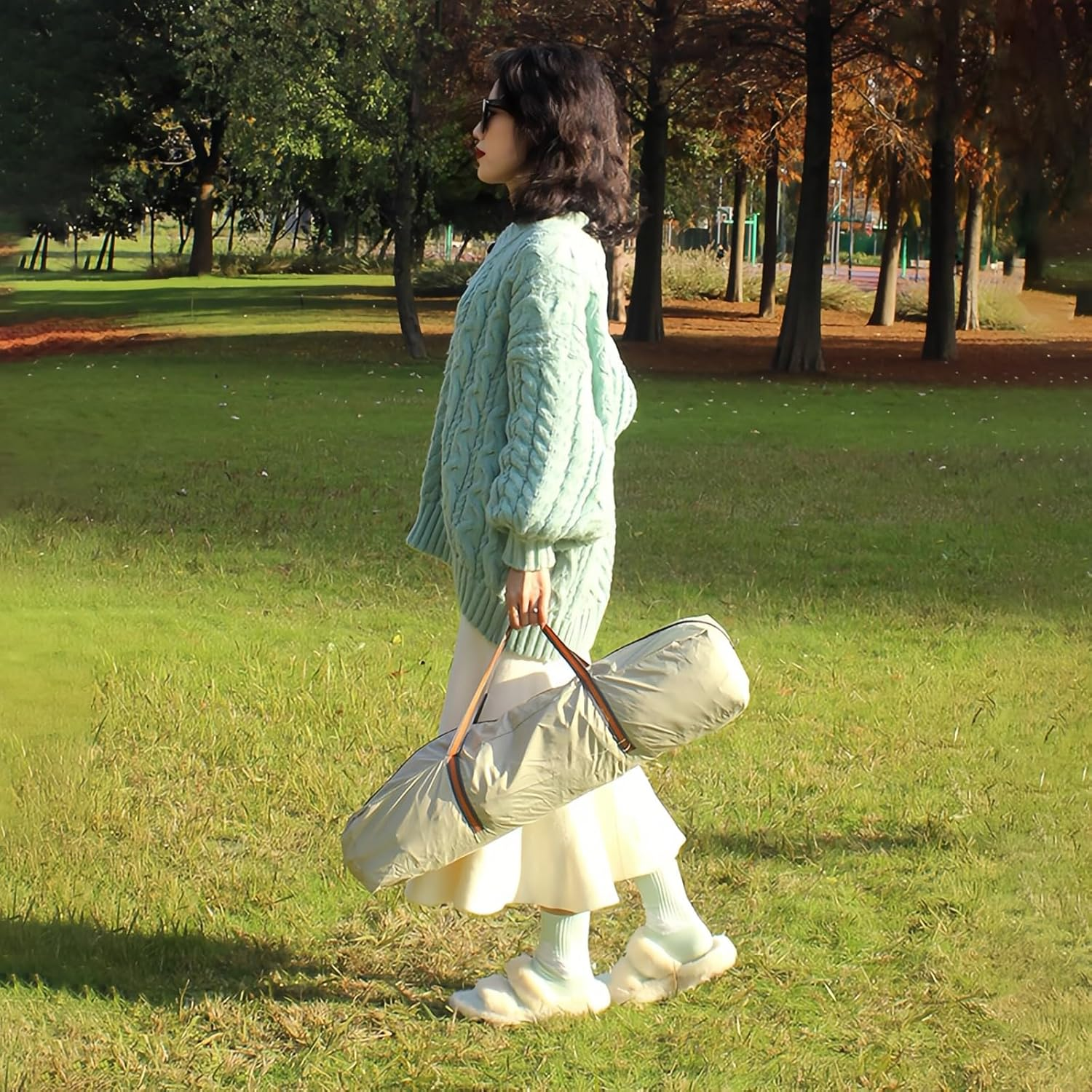 Camping Tent, 3-4 Person Pop up Tent, UV Protection, 2 Door Breathable Design, Portable Dome Tent for Family Camping, Hiking, and Beach Outings(Off White) image number 1