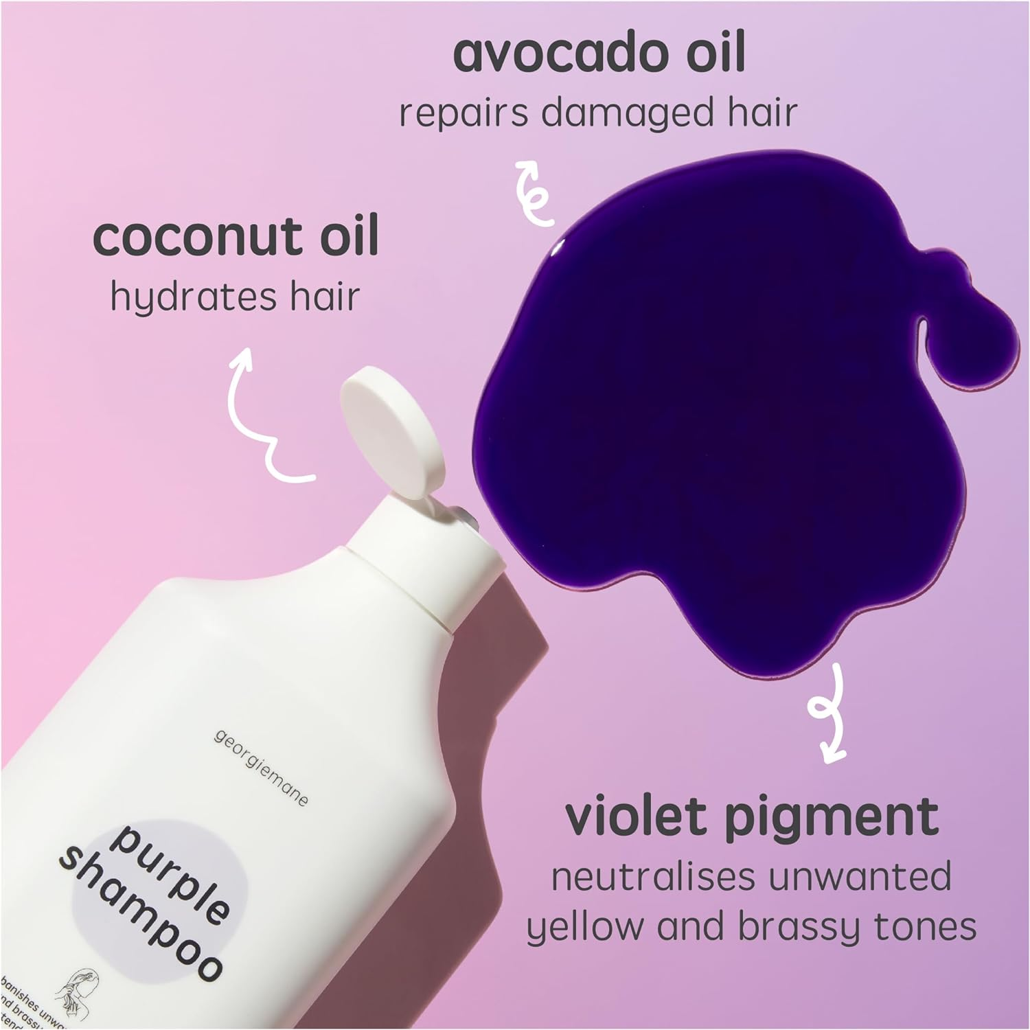 Georgiemane Purple Shampoo 300Ml, 100% Vegan, Cruelty Free, Repairs and Hydrates, Made in Australia, Designed for Blondes image number 2