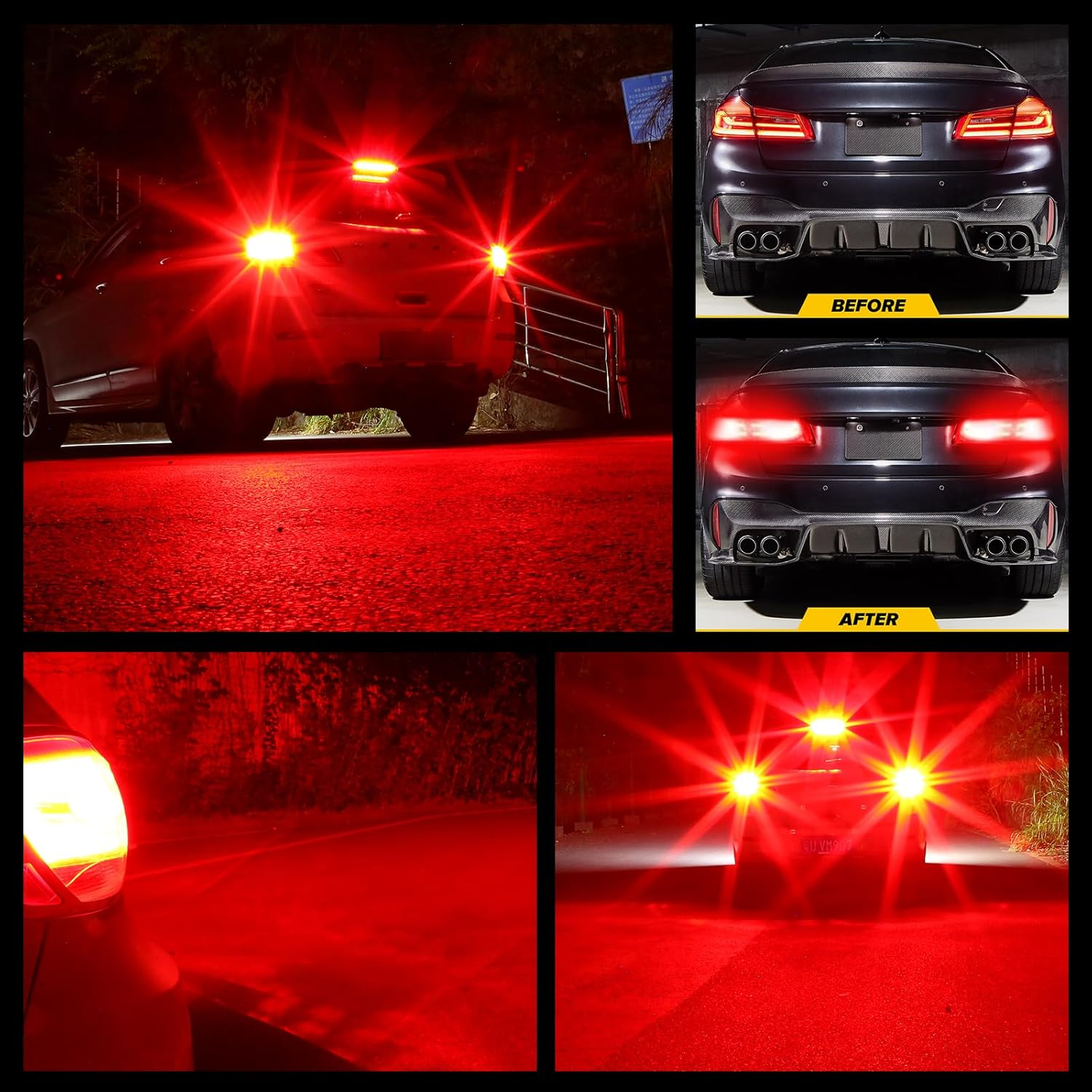 Kaidengzhe 1156 BA15S P21W LED Brake Light Bulb 12V-24V 42SMD 3030 21W Super Bright 1000LM P21W 382 LED Bulb with Projector for Brake Lights Fog Lights Parking Lights Stop Taillights Bulbs, Red, 2PCS image number 1