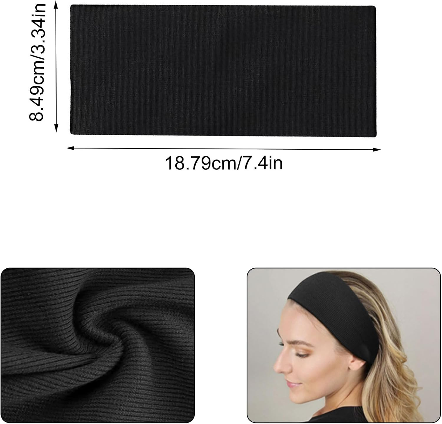 Women'S Sports Headband, Women'S Summer Sweat, Soft, Non-Slip Hairband, Cotton Headband for Cosmetics, Workout, Yoga, Running, Fitness, Gym, Pack of 4 image number 2