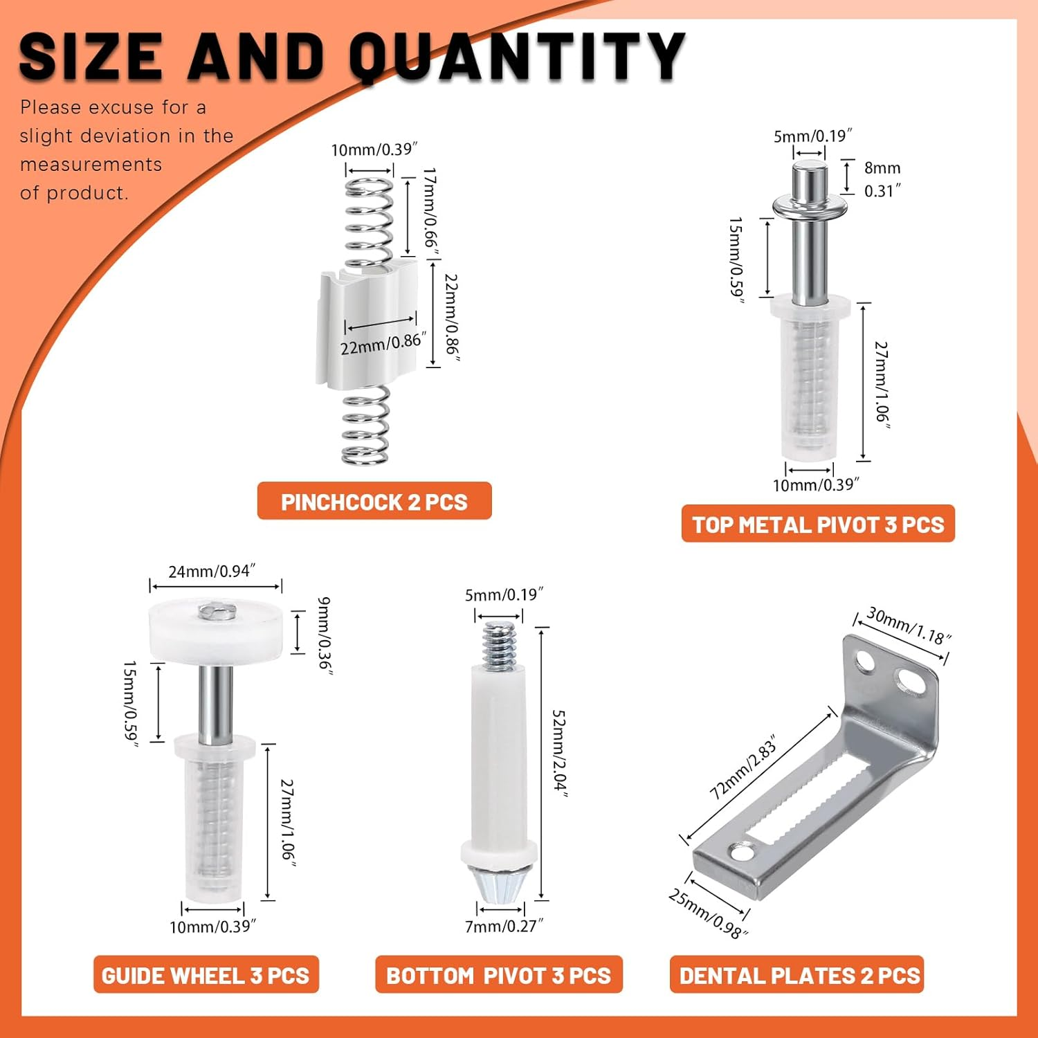 Tanstic 13Pcs Bi-Fold Closet Door Repair Kit, Bi-Fold Closet Door Hardware Kit, Bifold Door Hardware Repair Kit for Repairing Folding Door, Sliding Door, Closet Door image number 6