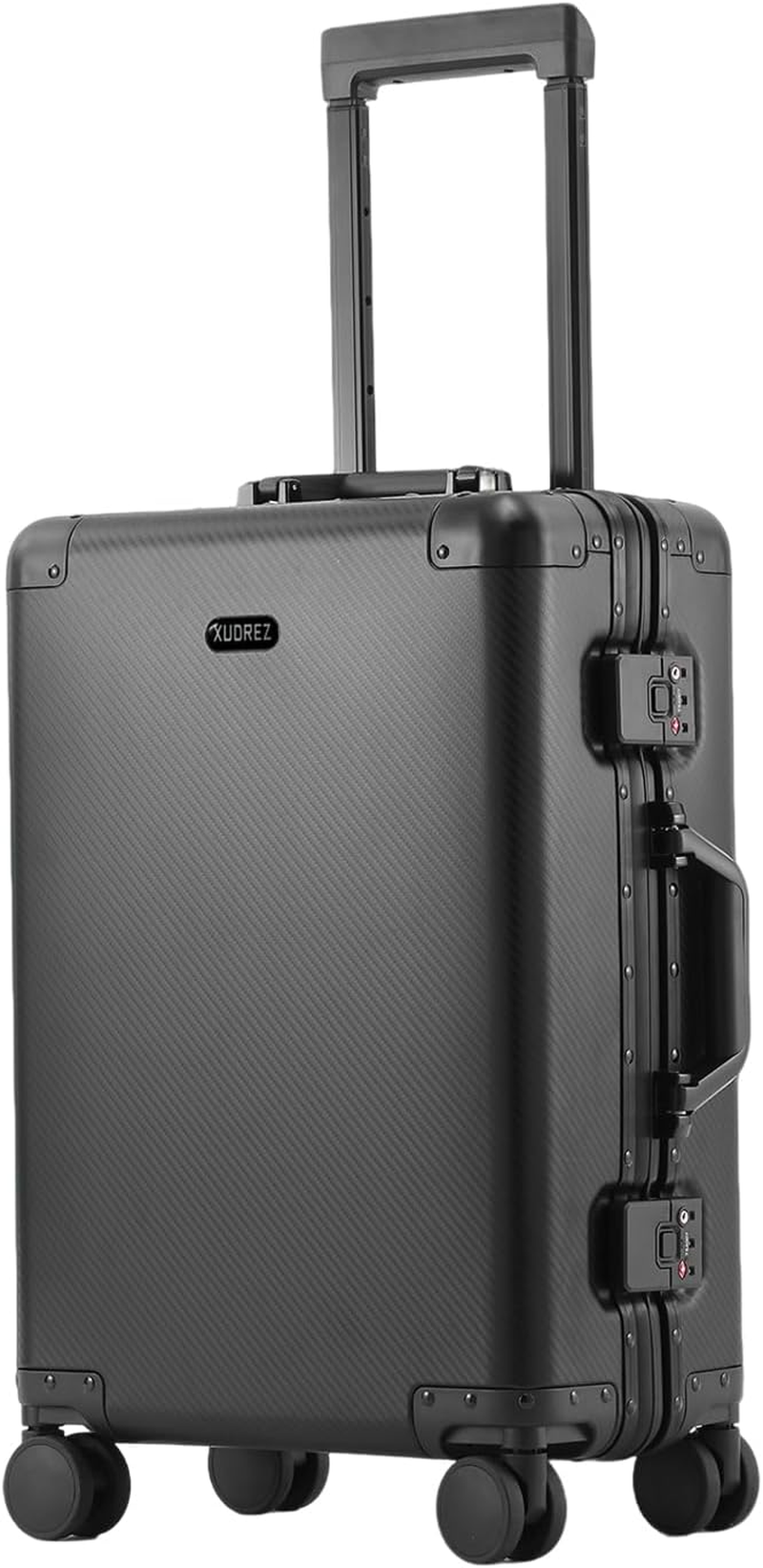 Simcat All Aluminium Luggage,Large Suitcase Hard Shell,Airline Approved Carry on Suitcase with TSA Locks, Silent Wheels, Black, 47X25X72Cm
