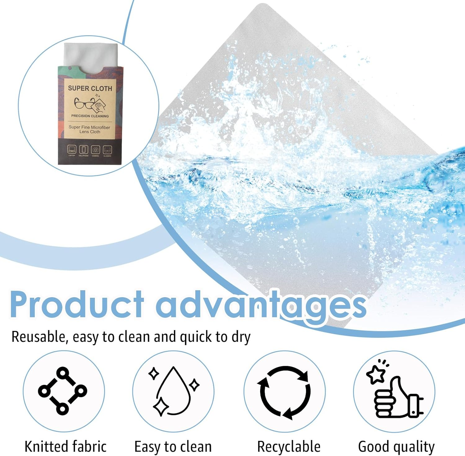 Microfiber Cleaning Cloth for Glasses, Premium Fiber Wipes for Glass Phone Computer Camera Screen Lens, Durable Reusable Absorbent Wiped No Streaks Lint Eyeglass Lens Cleaner(6 Pcs, Grey) image number 2